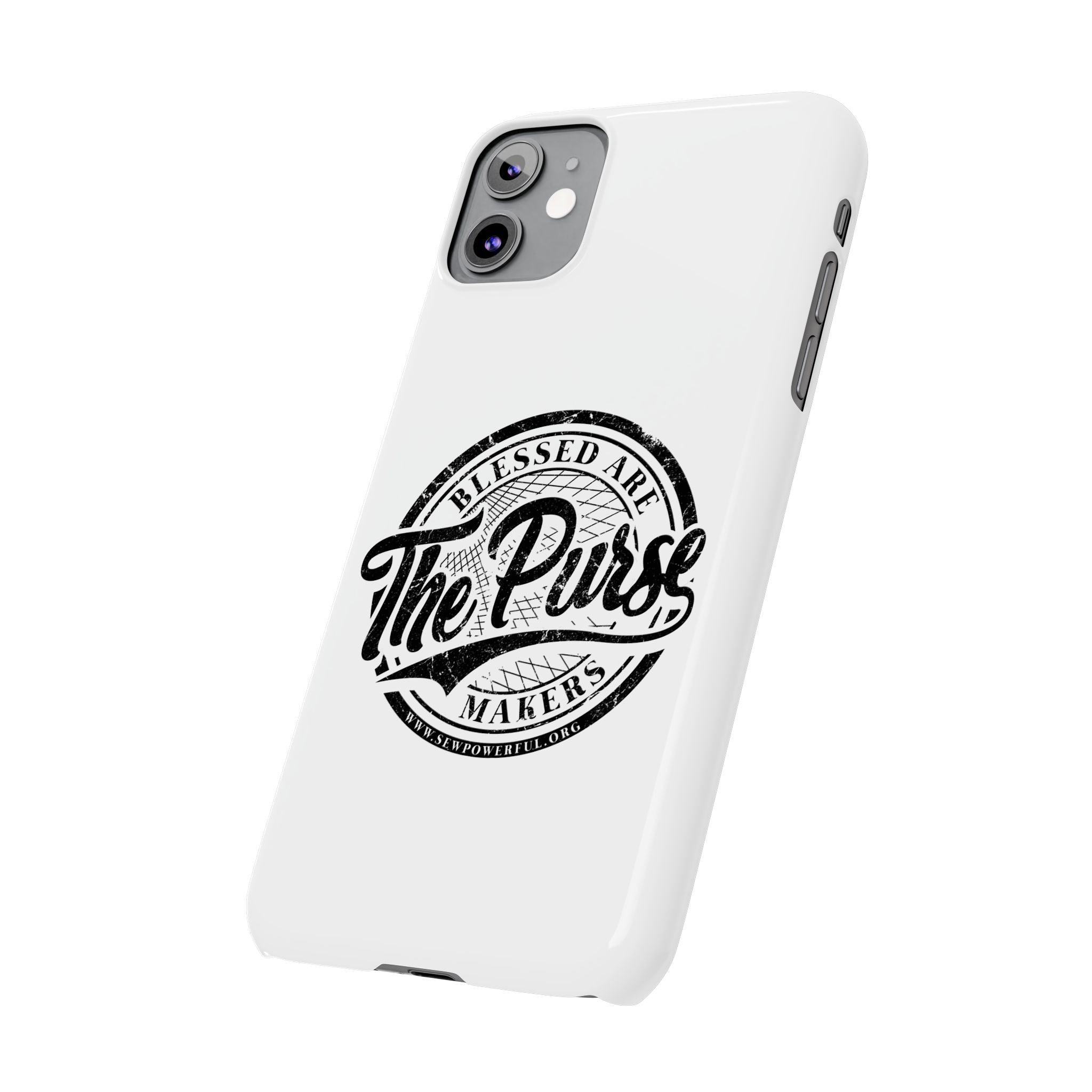 Slim Phone Case — "Blessed Are The Purse Makers" Vintage Script Phone Cover