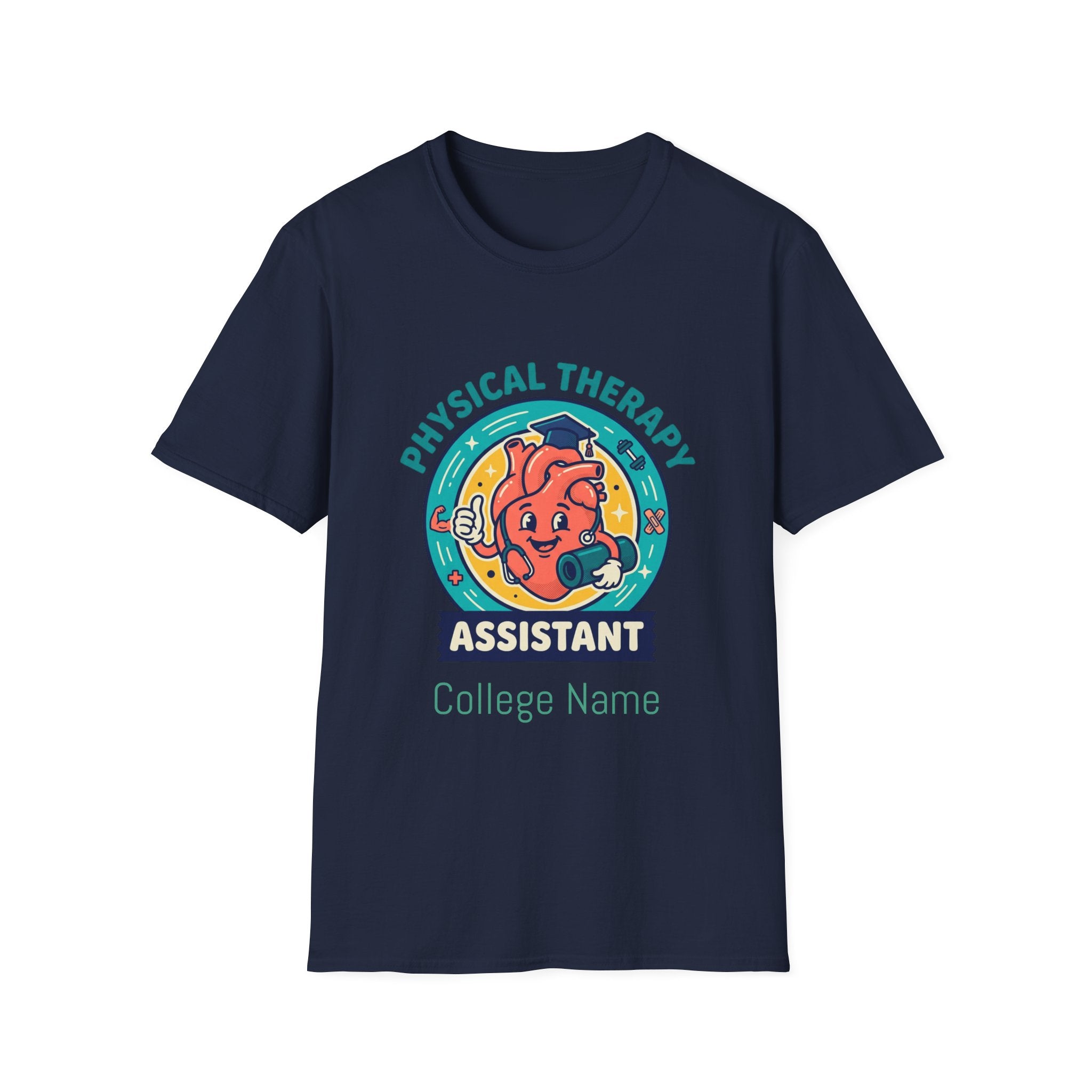 Physical Therapy Assistant T‑Shirt — Cute Anatomical Heart Design (College Name Option)