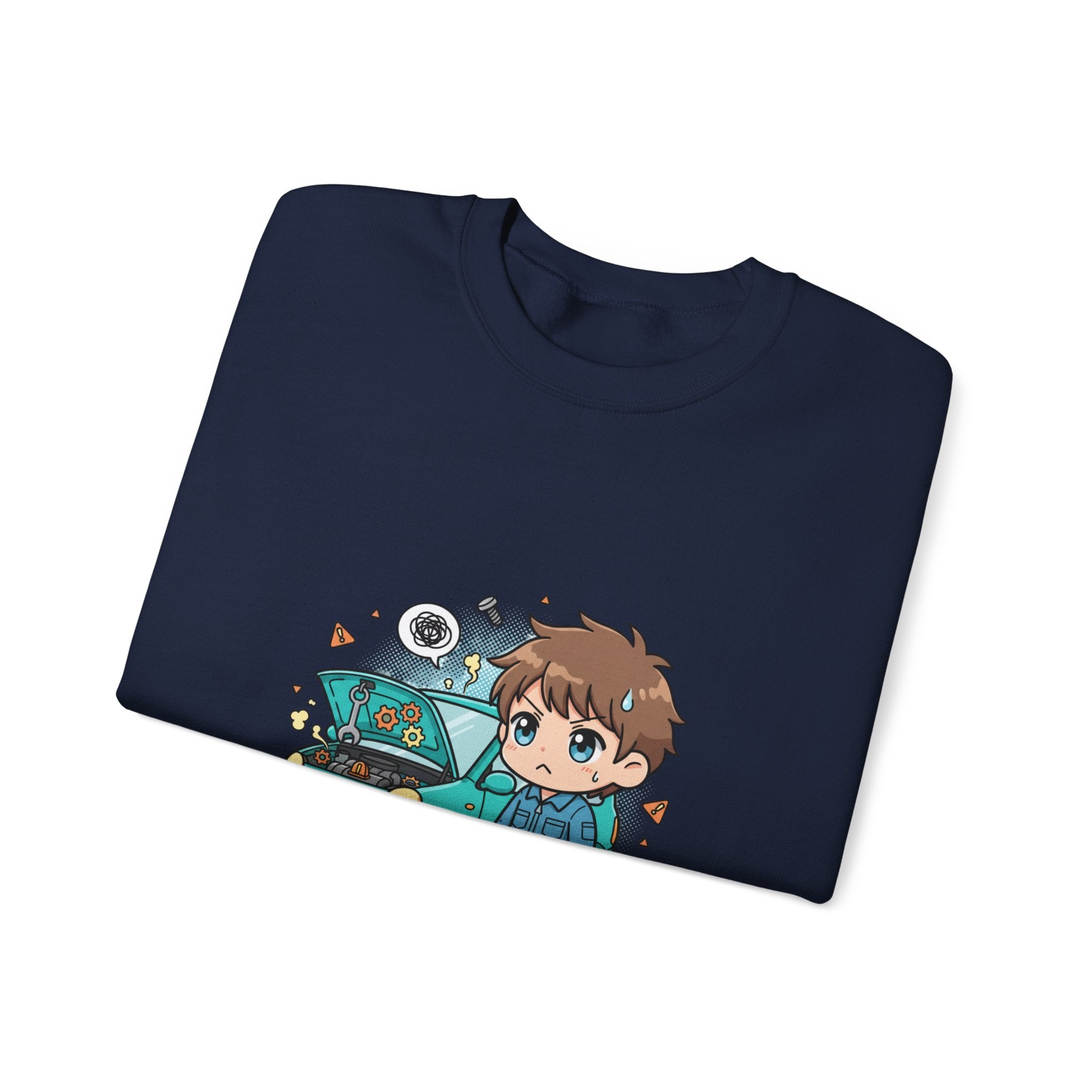 Automotive Program Crewneck Sweatshirt — Cute Mechanic Anime Design