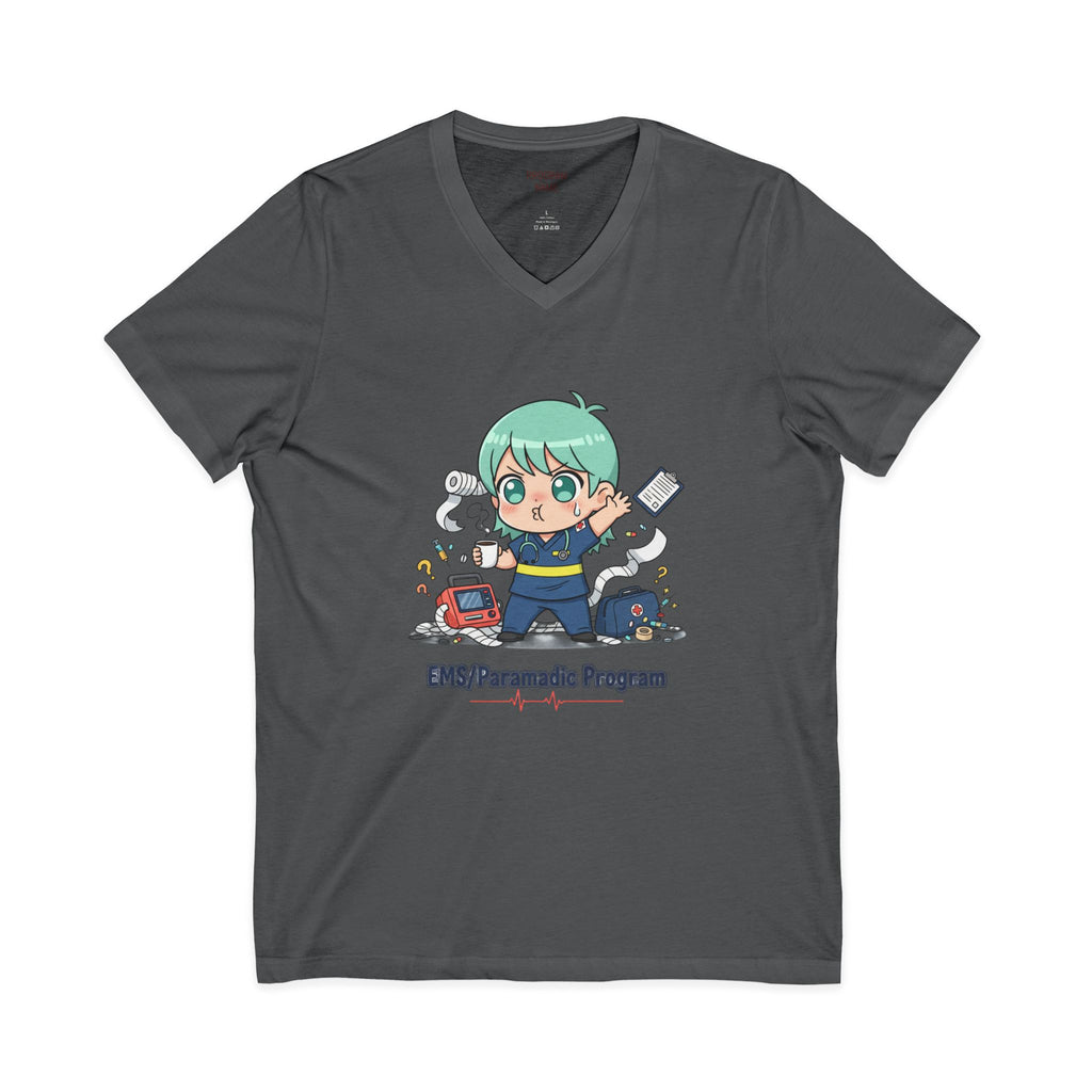 Paramedic EMS Anime V-Neck Tee — Cute EMT Program Shirt (Custom College Name)