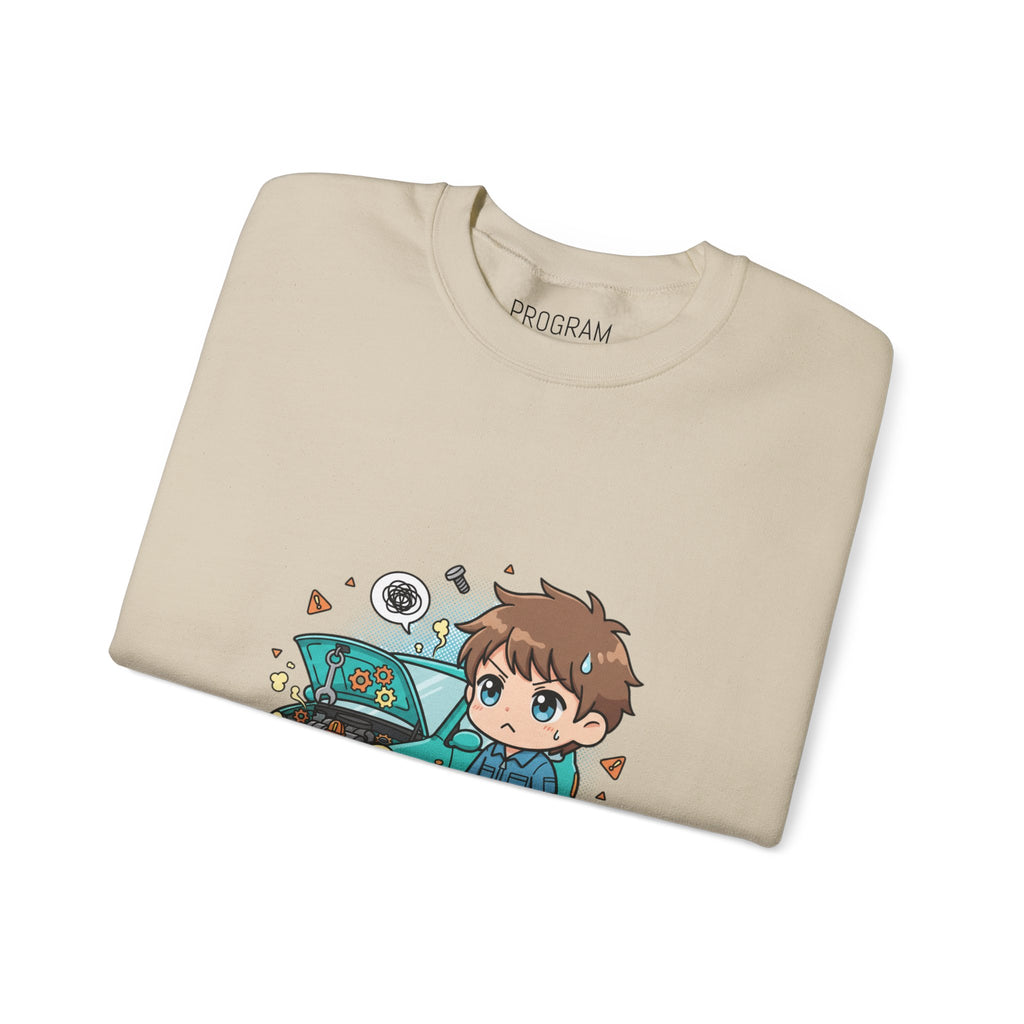 Automotive Program Crewneck Sweatshirt — Cute Mechanic Anime Design