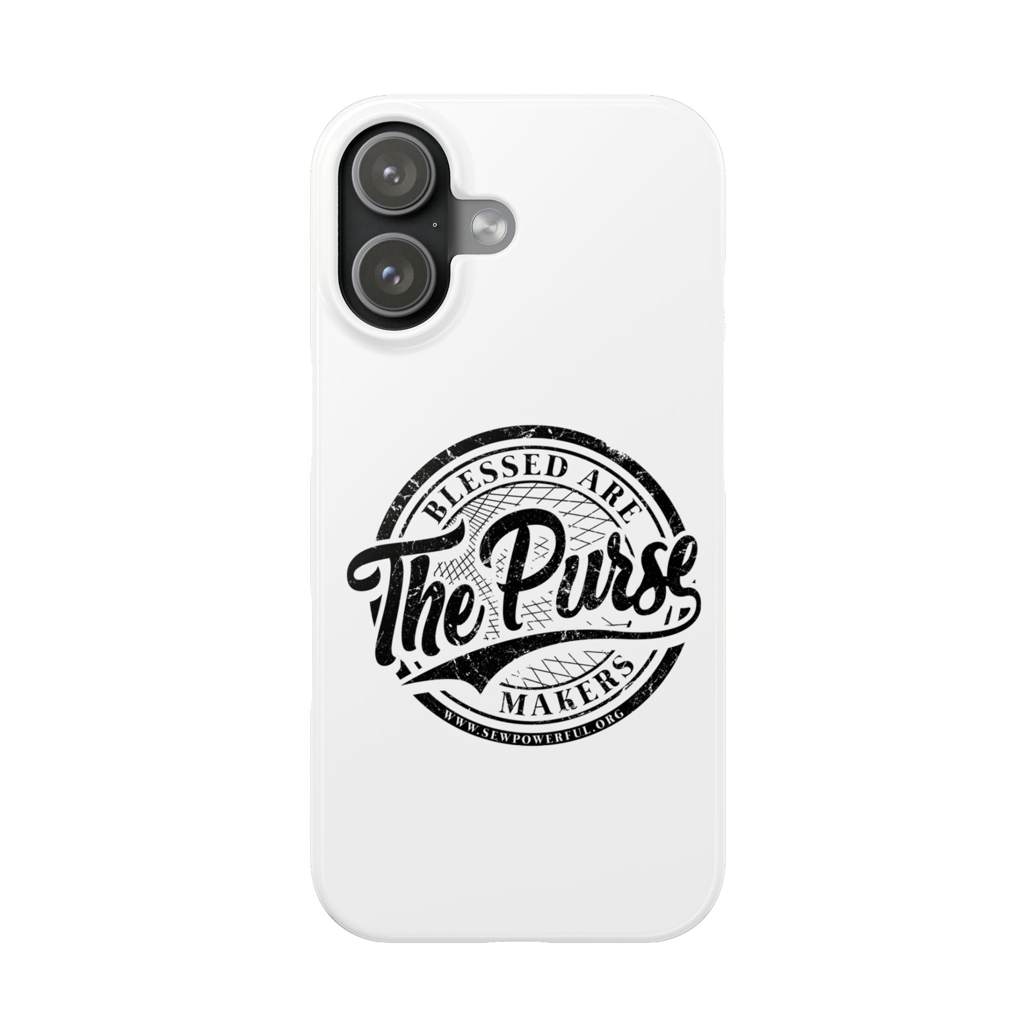 Slim Phone Case — "Blessed Are The Purse Makers" Vintage Script Phone Cover
