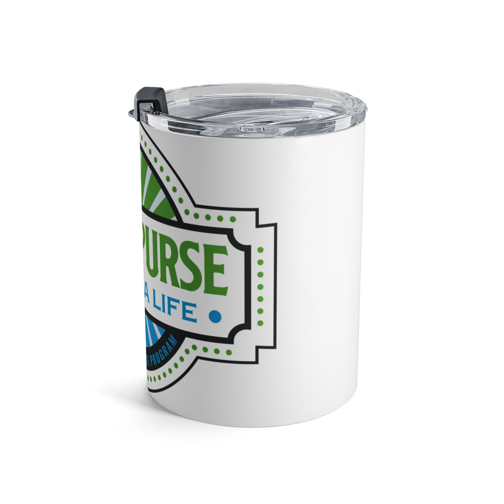 10oz Insulated Tumbler — “Sew a Purse, Change a Life” Fundraiser Design