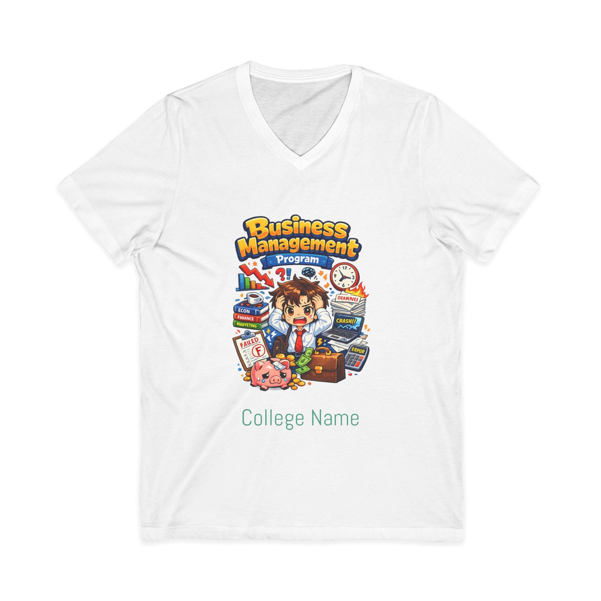 Business Management Program V-Neck Tee — College Student Career Prep Shirt