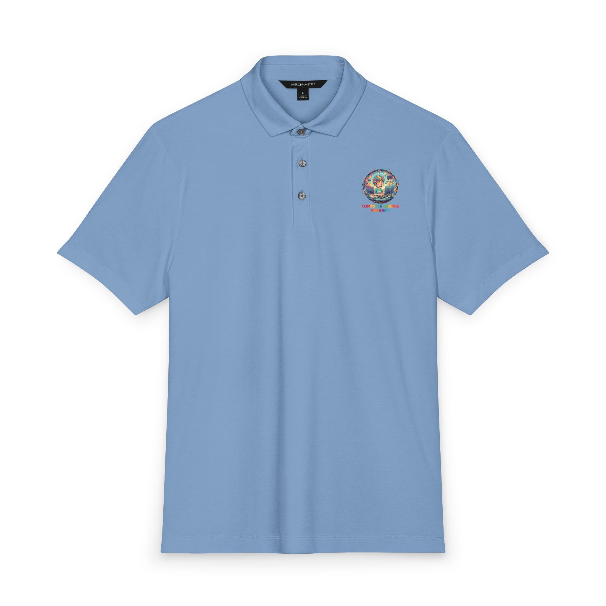 Computer Science Polo — Classic White Men's Stretch Jersey