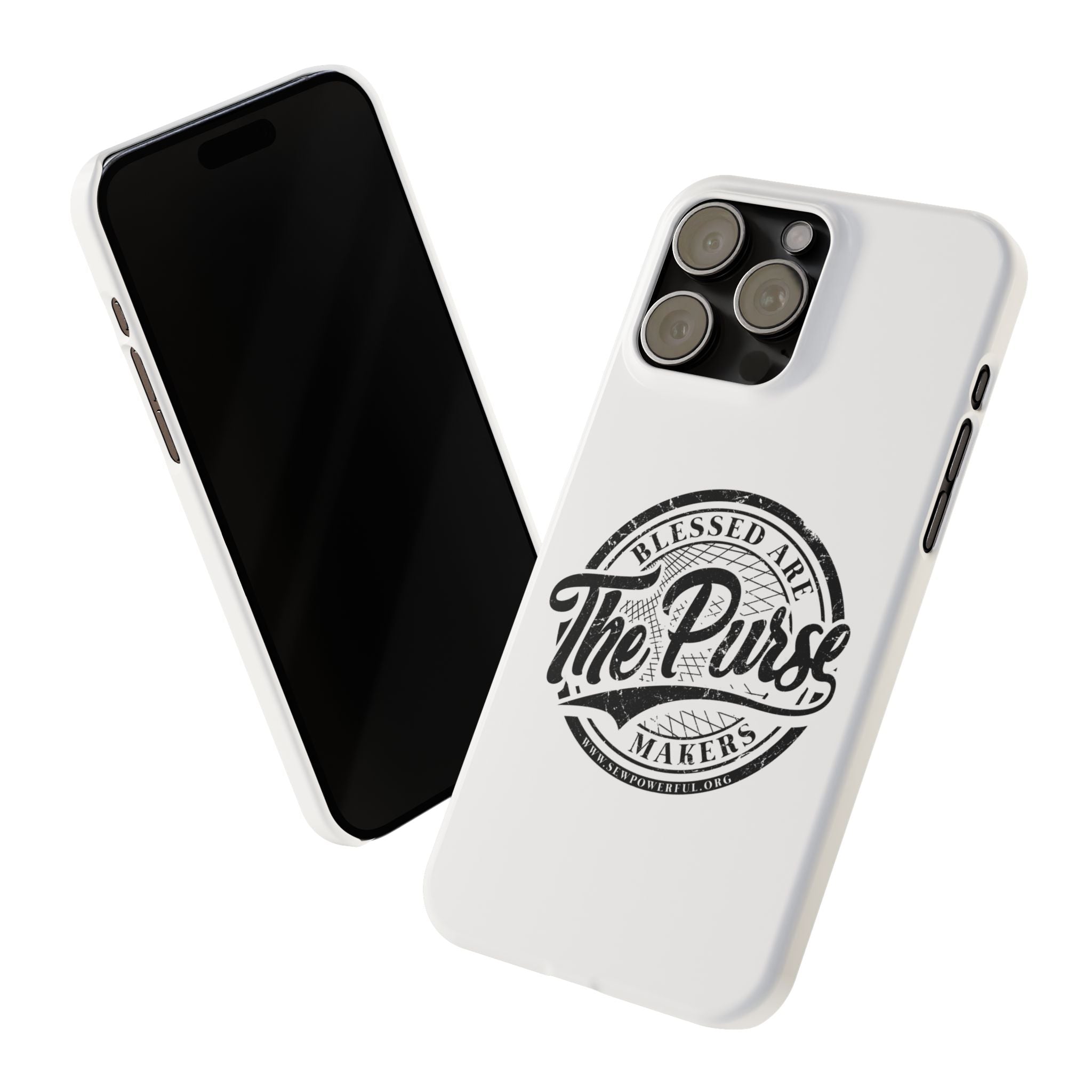 Slim Phone Case — "Blessed Are The Purse Makers" Vintage Script Phone Cover