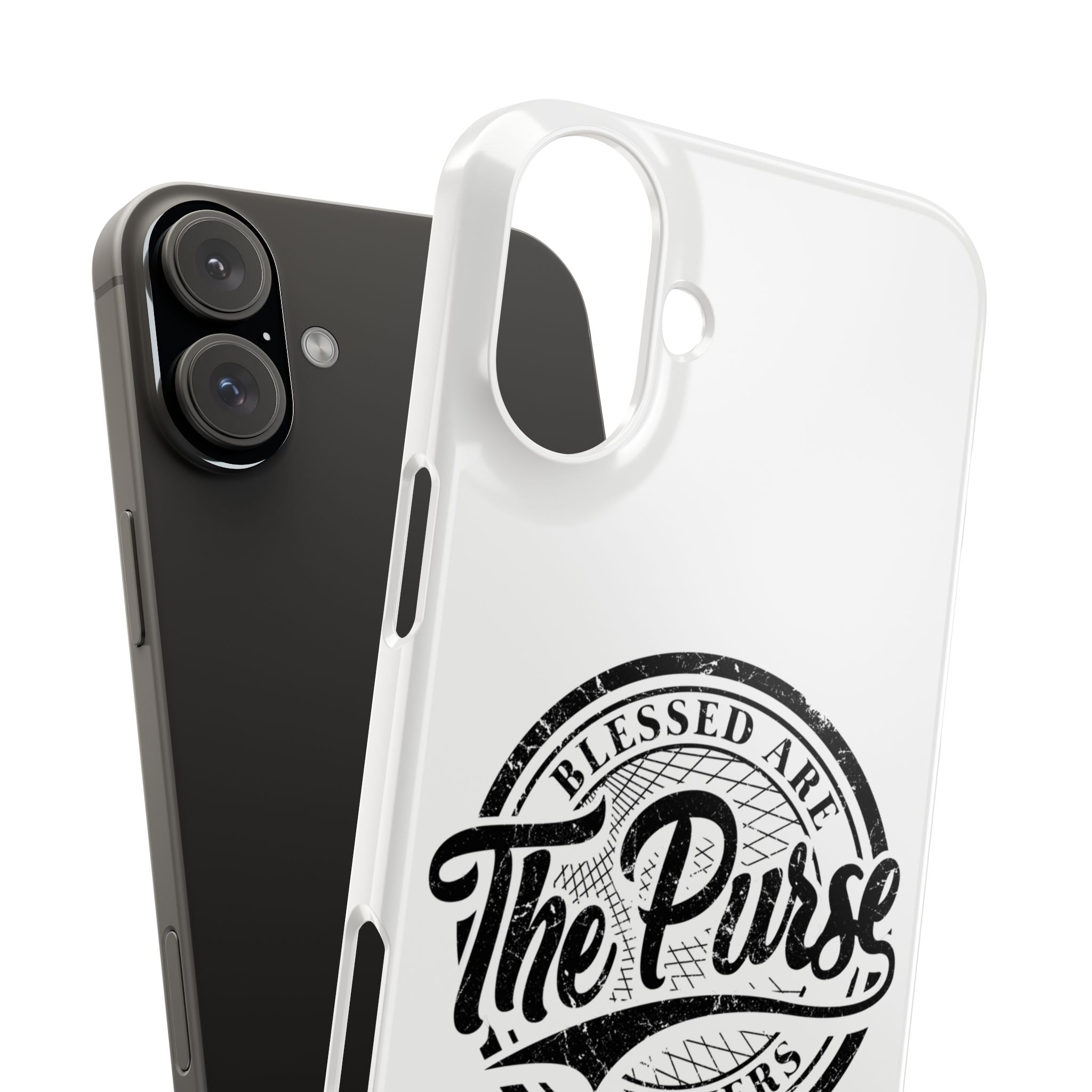 Slim Phone Case — "Blessed Are The Purse Makers" Vintage Script Phone Cover
