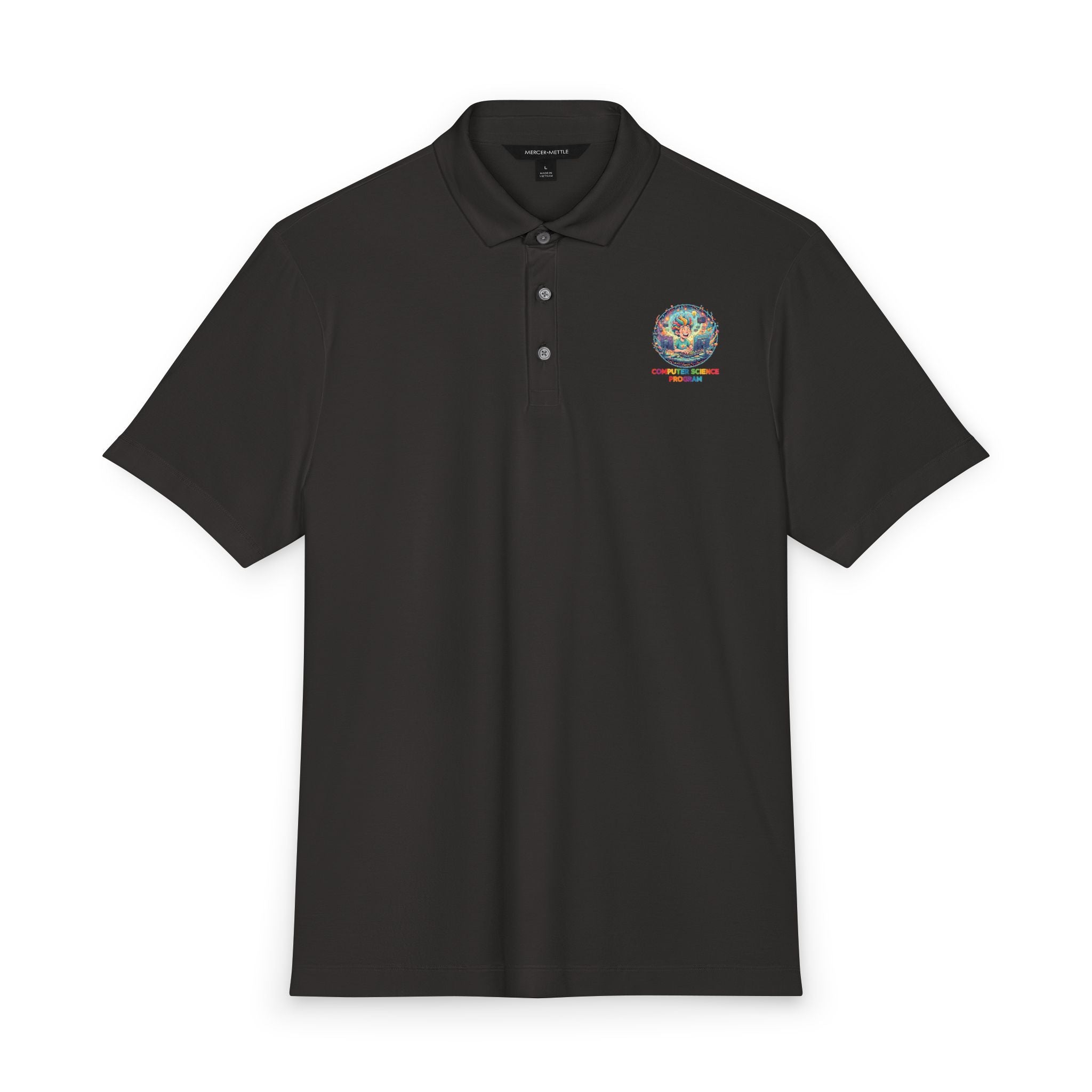 Computer Science Polo — Classic White Men's Stretch Jersey