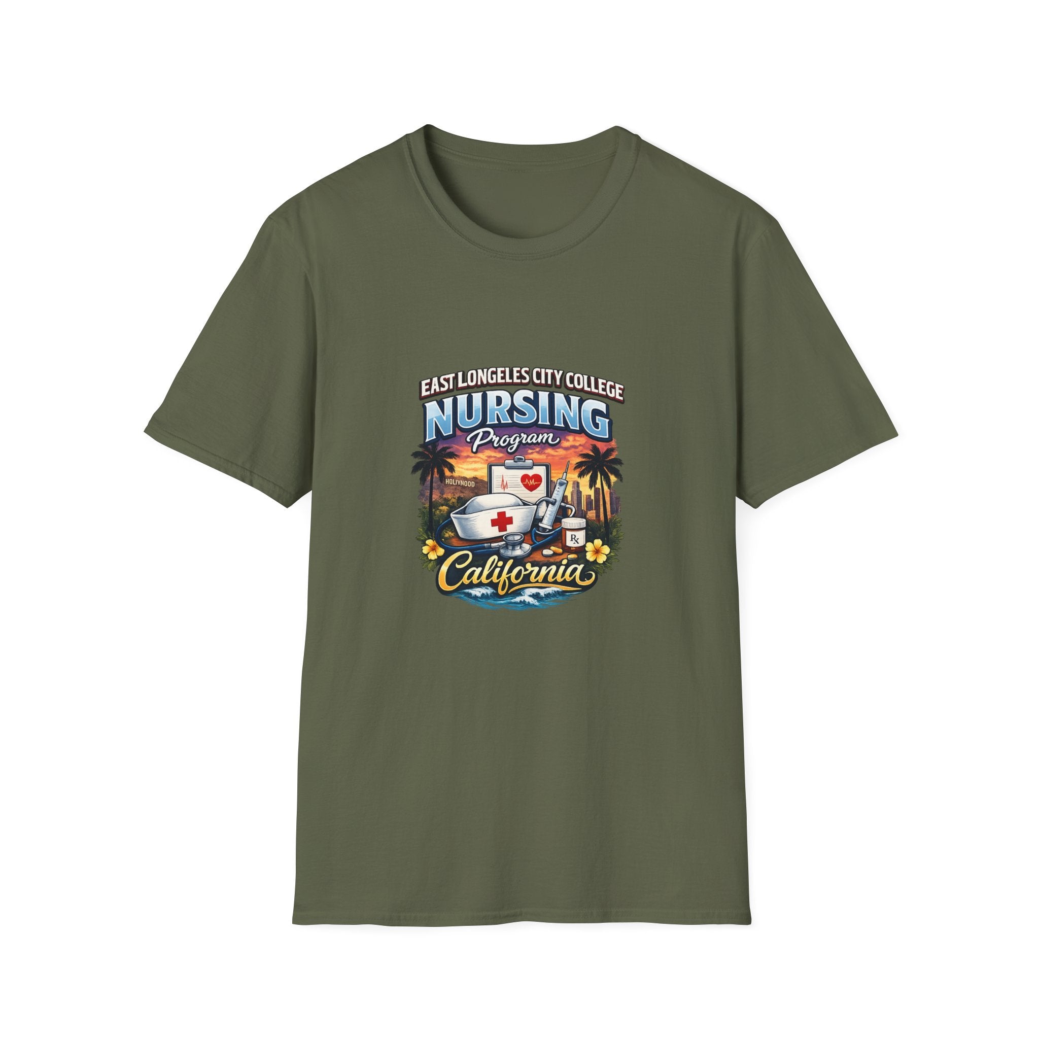 California Nursing Program T-Shirt — Retro Palm Tree Beach Nurse Design