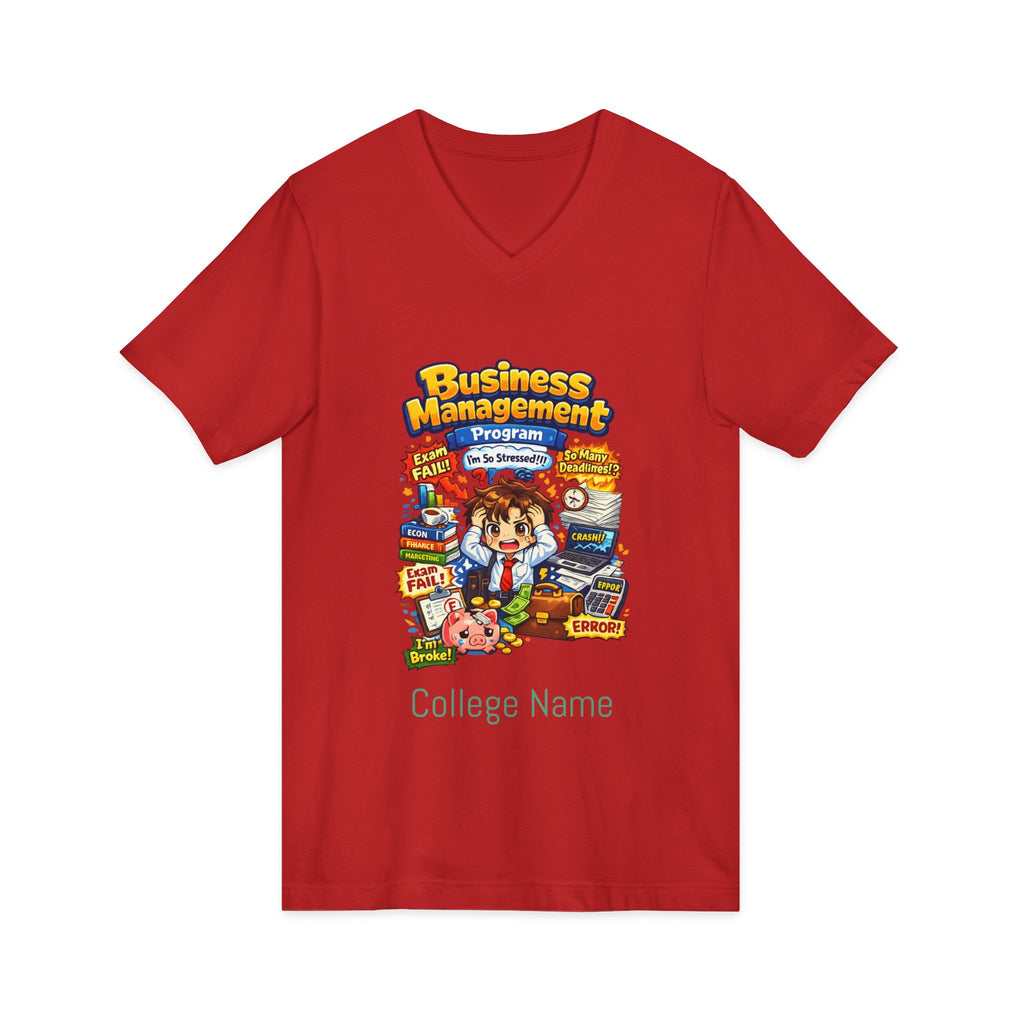 Business Management College T‑Shirt - Cute Study Cartoon V‑Neck Tee