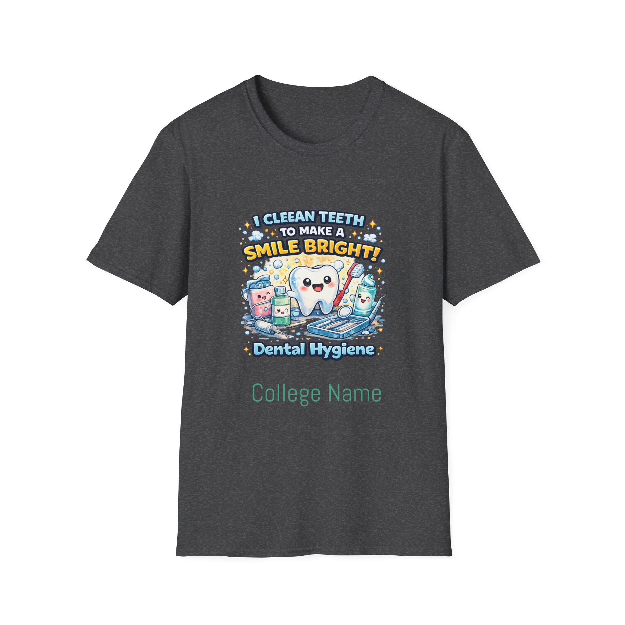 Dental Hygiene T-Shirt — "I Clean Teeth to Make a Smile Bright" Cute Tooth Graphic