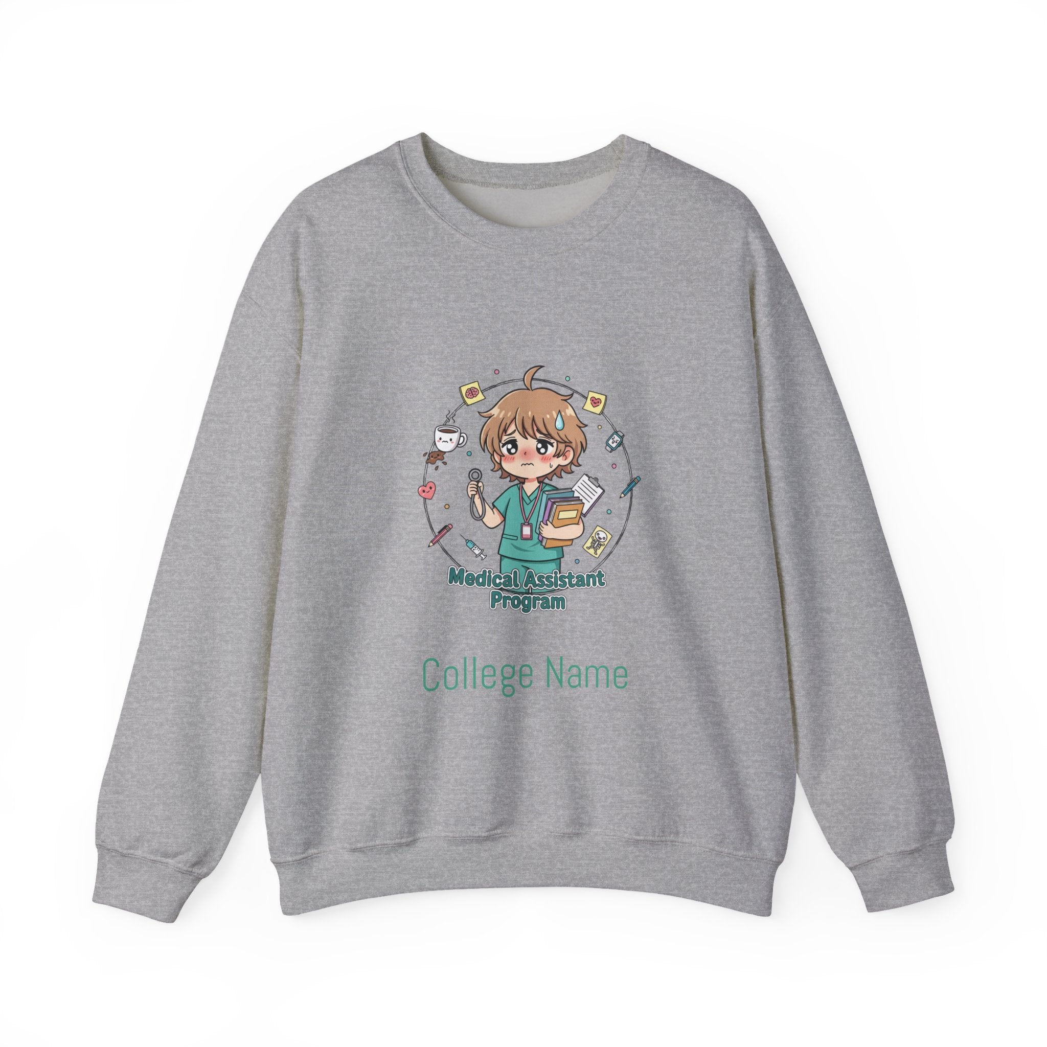 Medical Assistant Program Crewneck Sweatshirt — Cute Anime Student Design