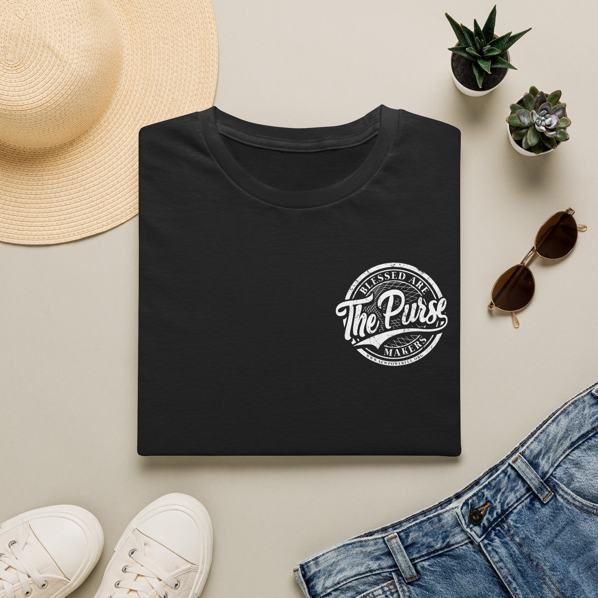 Blessed Are The Purse Makers Small White Logo T-Shirt