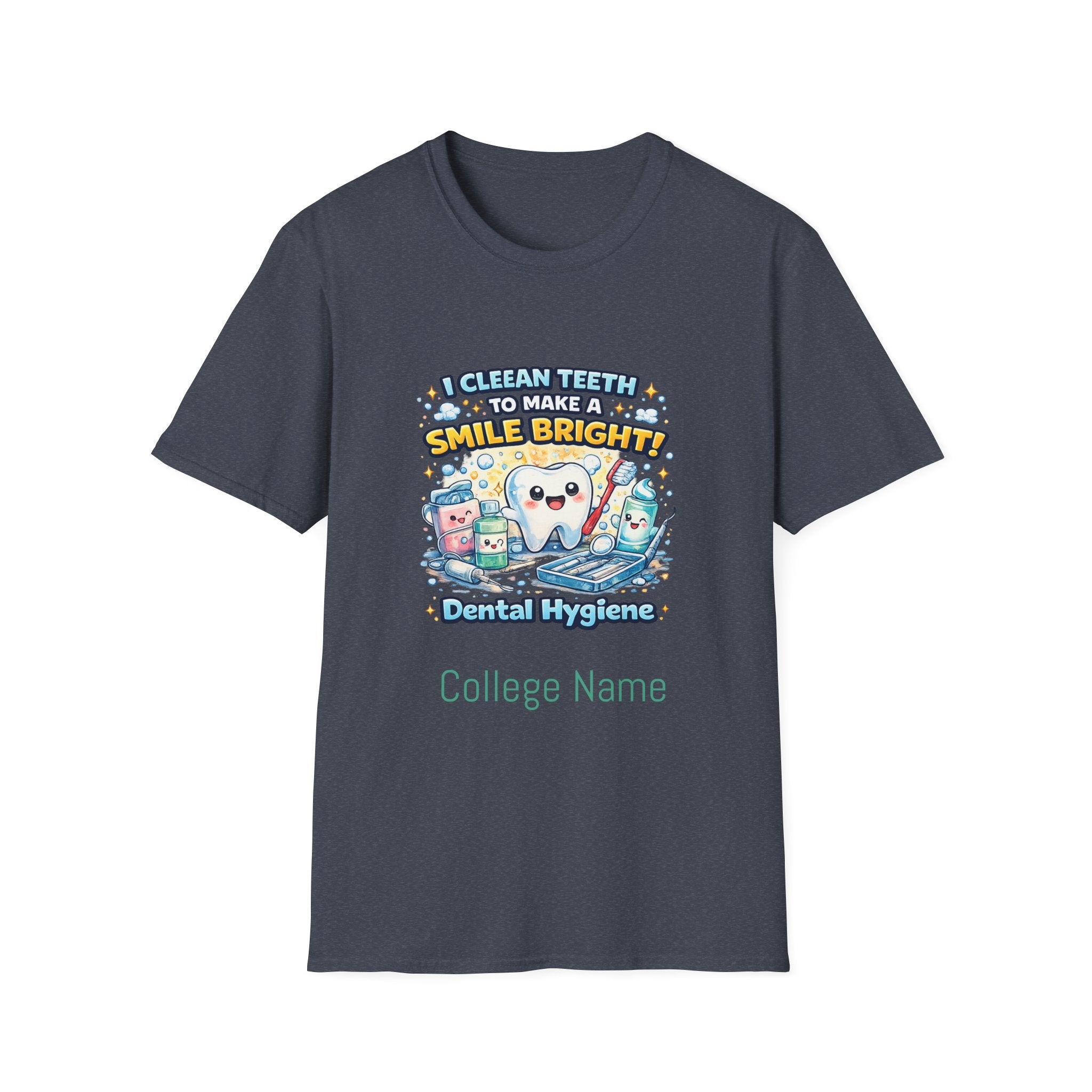 Dental Hygiene T-Shirt — "I Clean Teeth to Make a Smile Bright" Cute Tooth Graphic