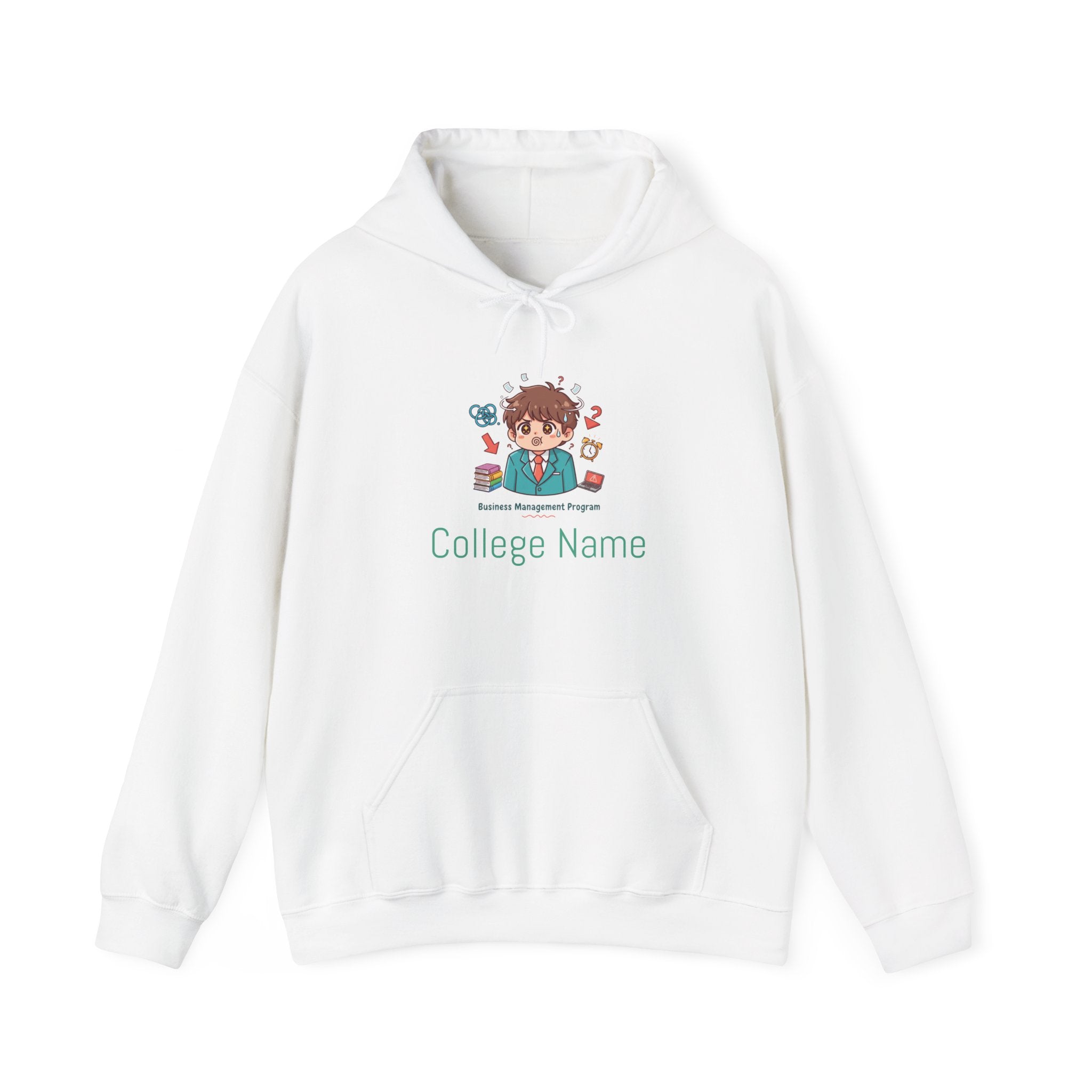 College Business Program Hoodie — Cute Student Mascot Design