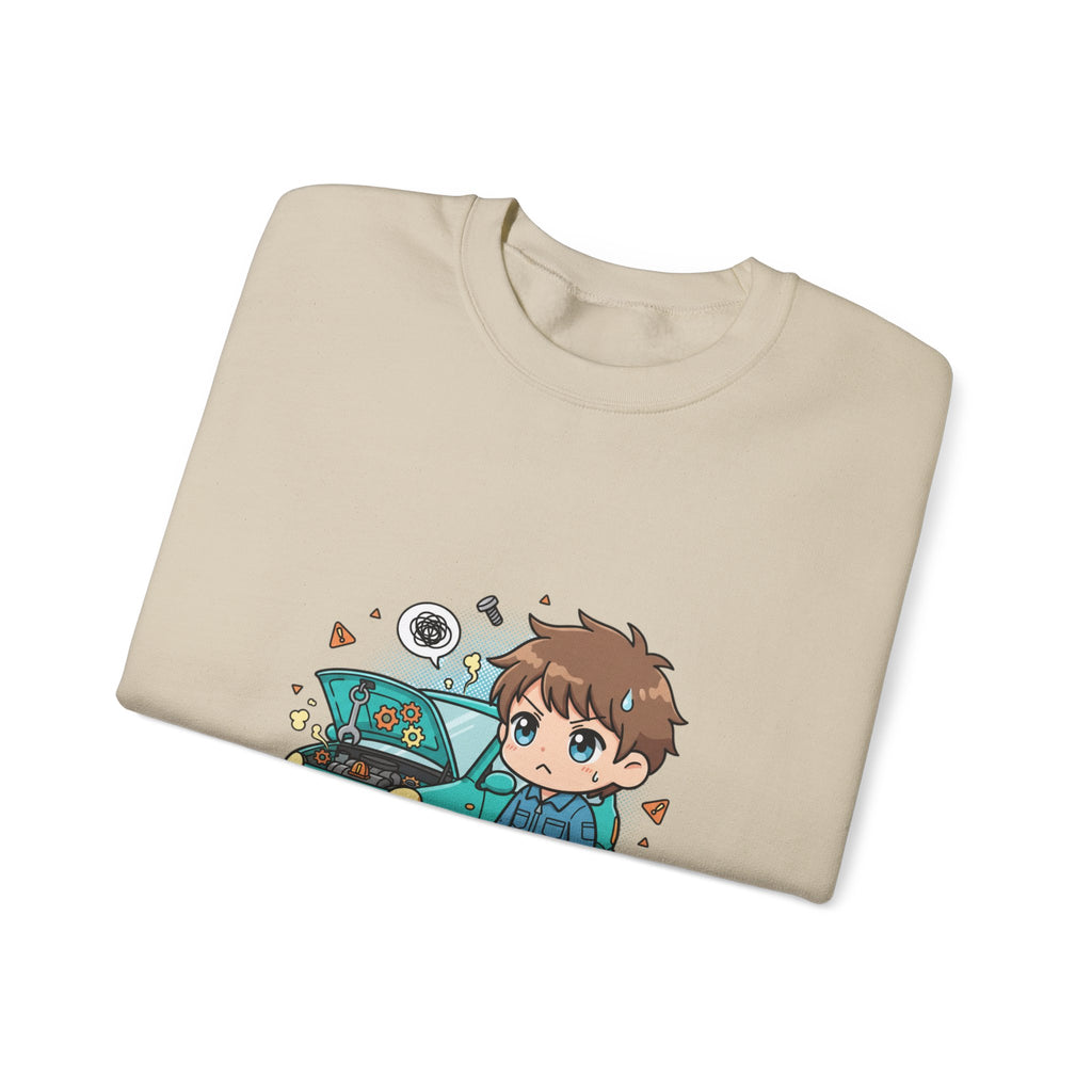 Automotive Program Crewneck Sweatshirt — Cute Mechanic Anime Design