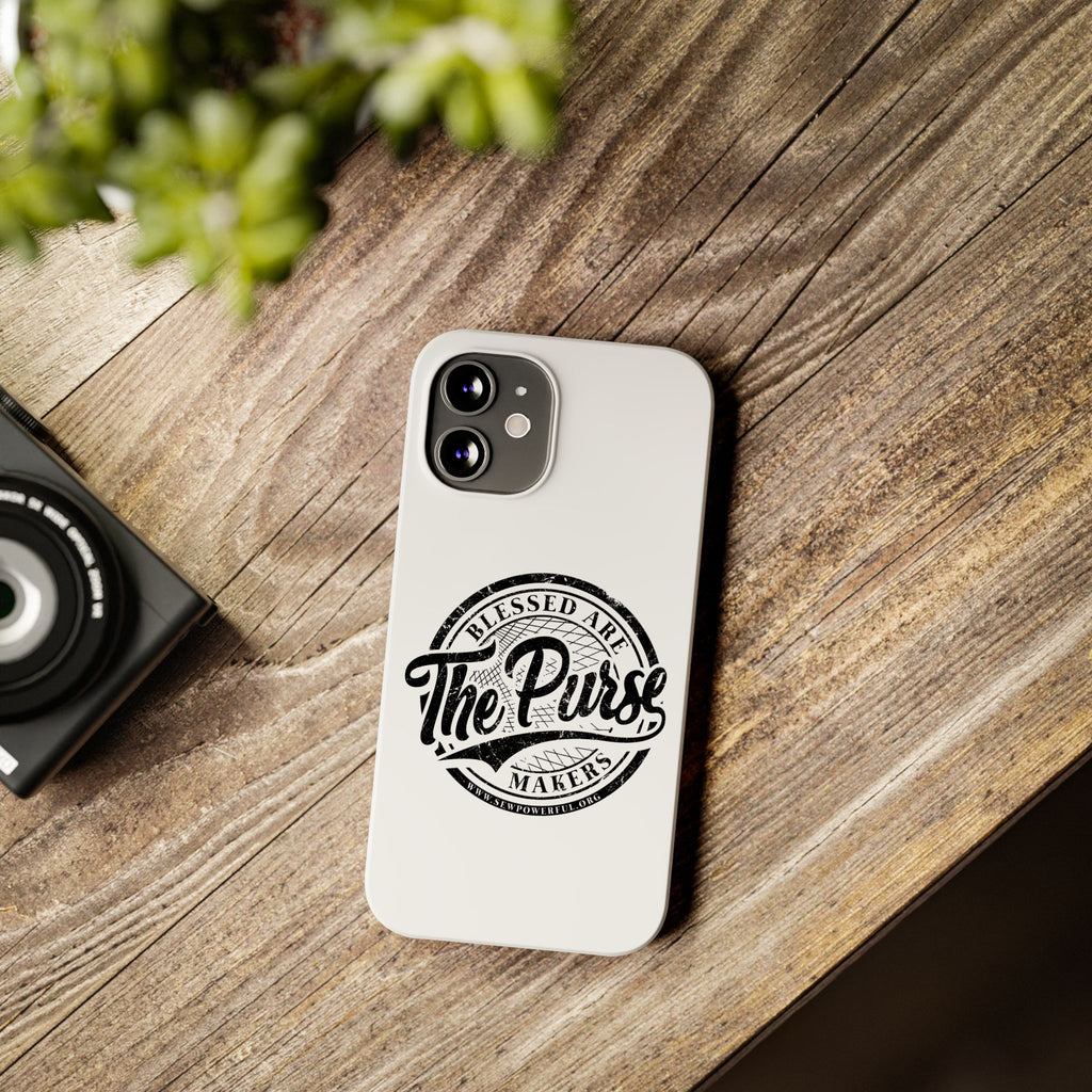 Slim Phone Case — "Blessed Are The Purse Makers" Vintage Script Phone Cover