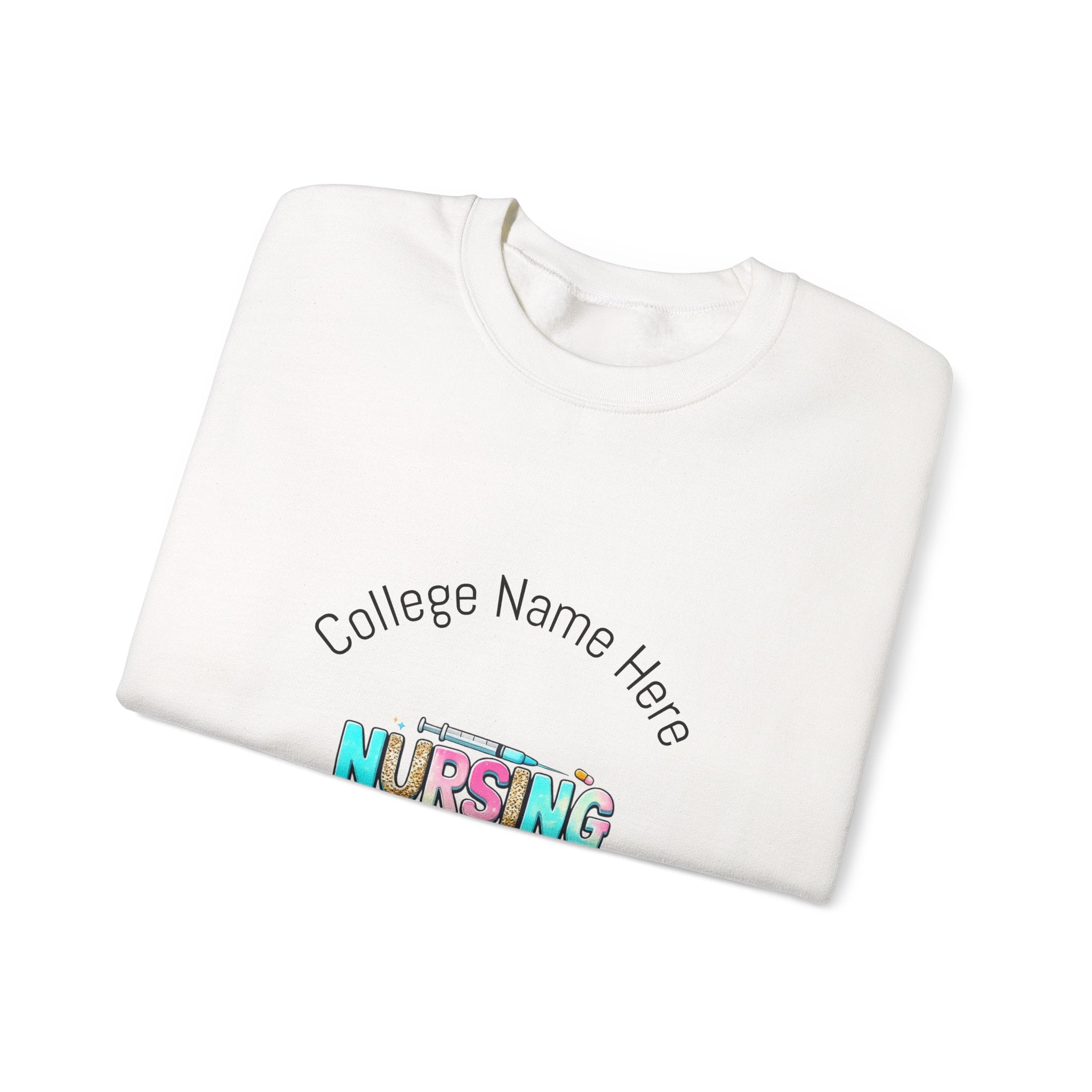Nursing Student Crewneck Sweatshirt — "Nursing Student" Cute Medical Design (Custom College Name)