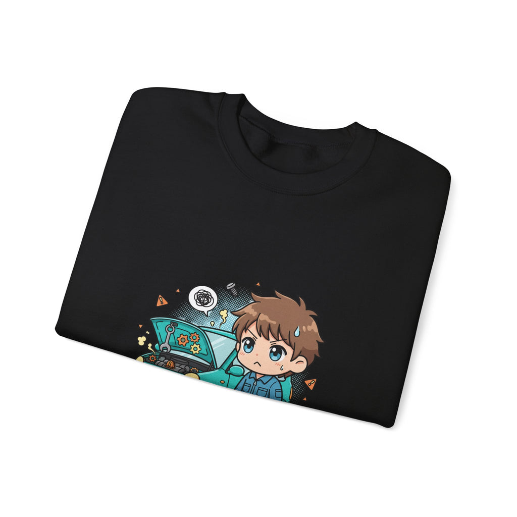 Automotive Program Crewneck Sweatshirt — Cute Mechanic Anime Design
