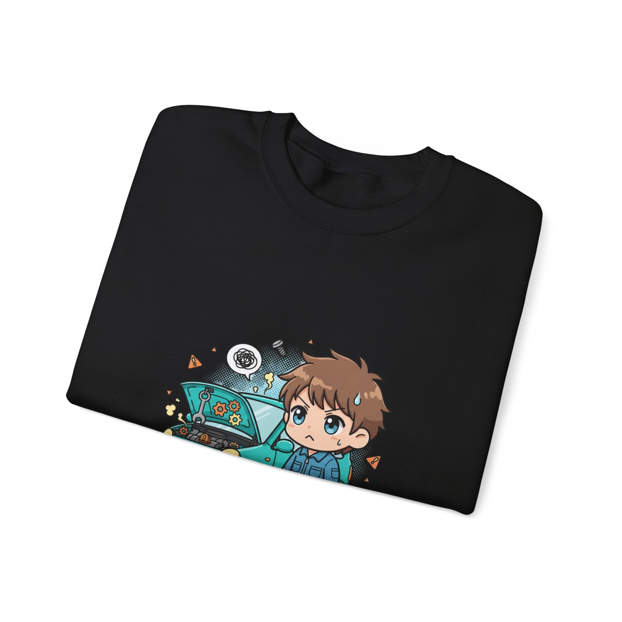 Automotive Program Crewneck Sweatshirt — Cute Mechanic Anime Design