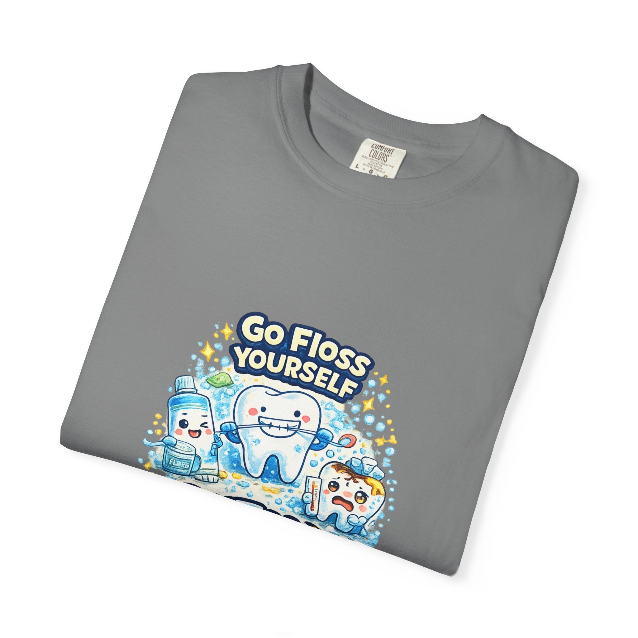 Go Floss Yourself Dental Program T-Shirt — Cute Tooth Cartoon Tee for Dental Students & Kids