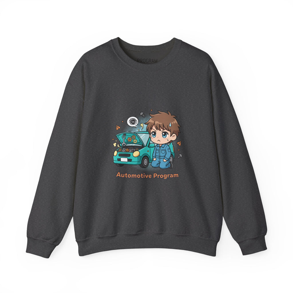 Automotive Program Crewneck Sweatshirt — Cute Mechanic Anime Design
