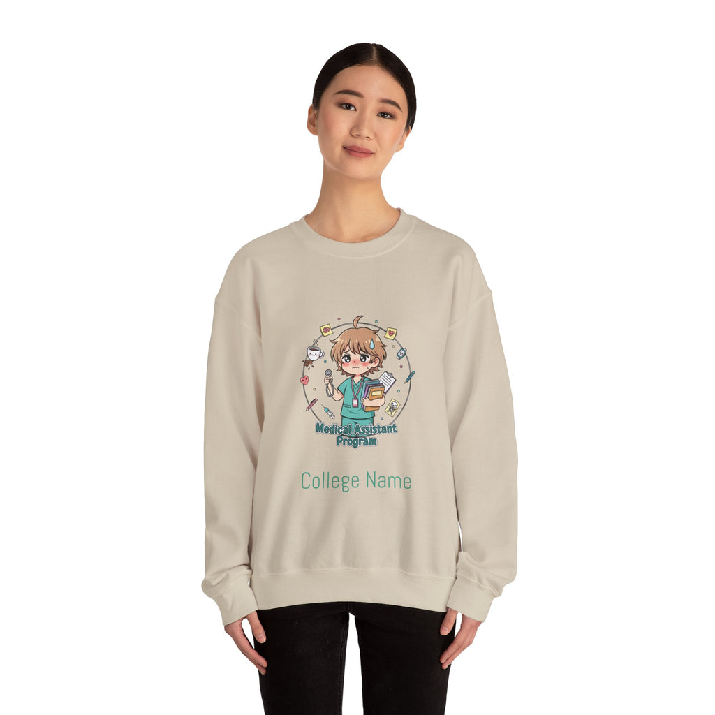 Medical Assistant Program Crewneck Sweatshirt — Cute Anime Student Design
