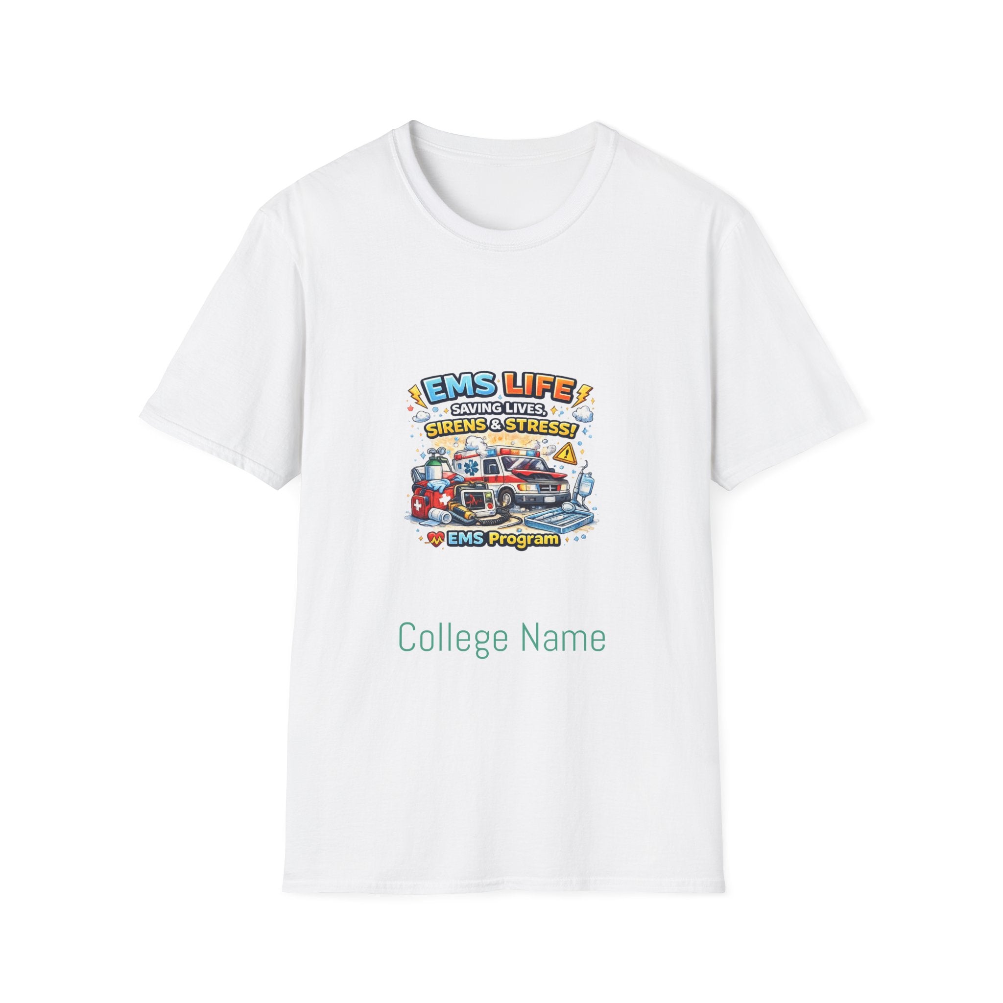 EMS Life T-Shirt – Emergency Medical Services Ambulance Graphic Tee (Customize College Name)