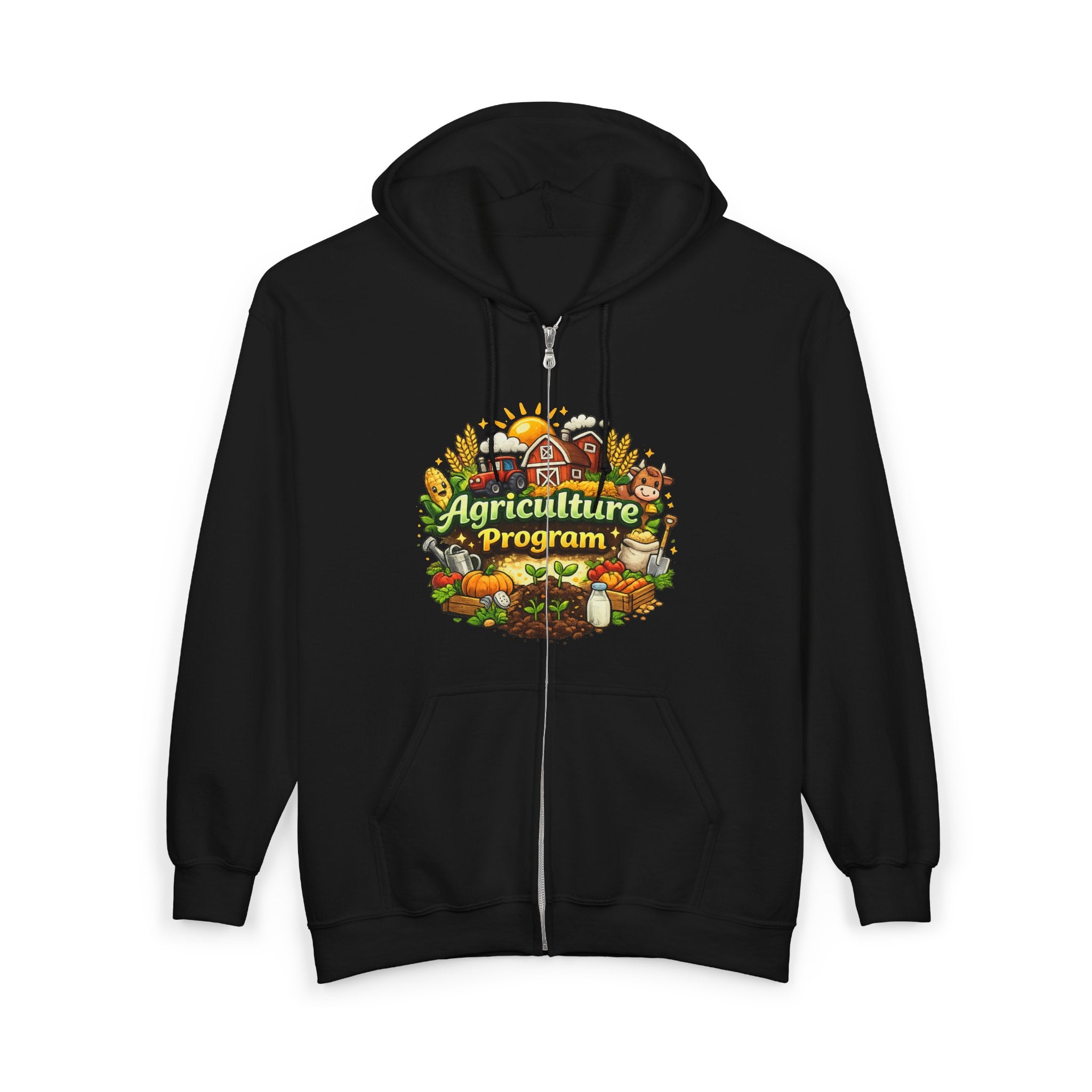 Agriculture Program Full-Zip Hoodie — Farm Produce Graphic Zip-Up