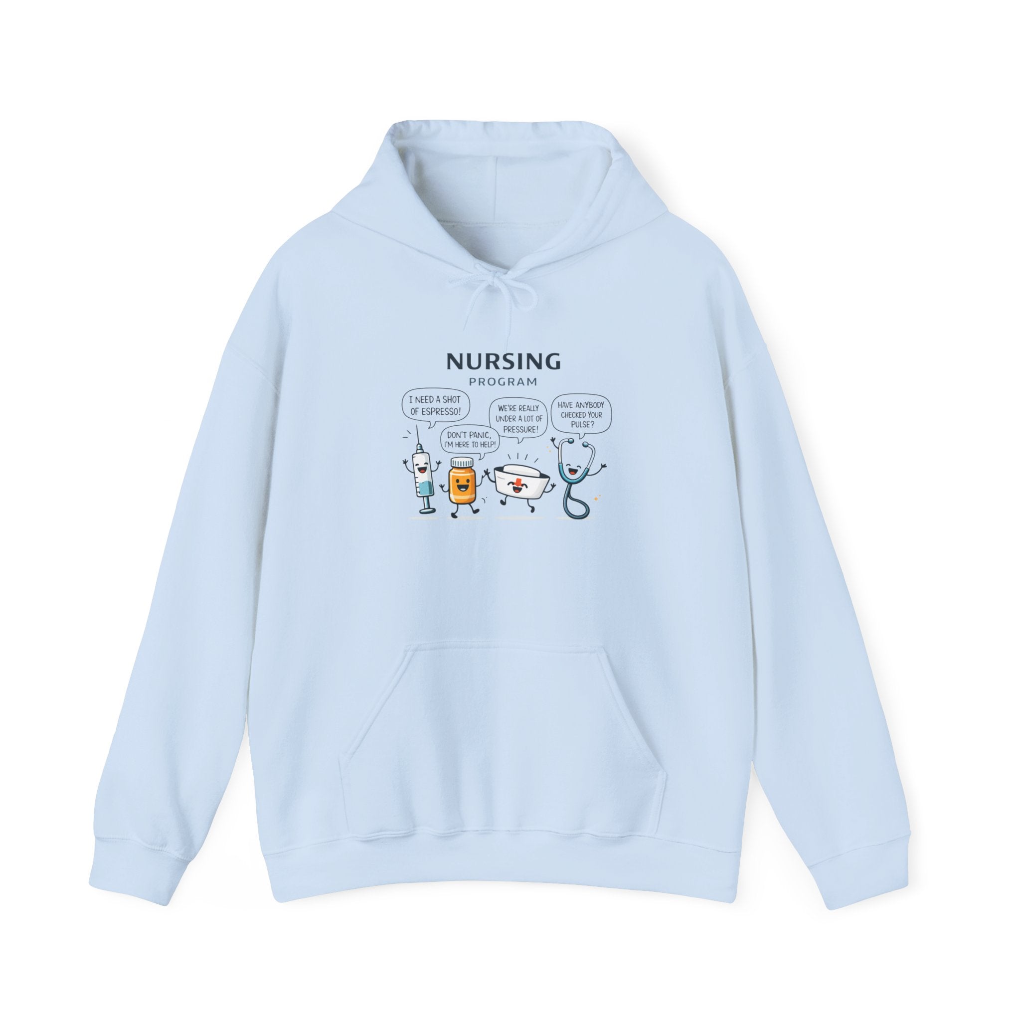Nursing Program Hoodie – Cute Medical Icons Sweatshirt (Custom School Name)