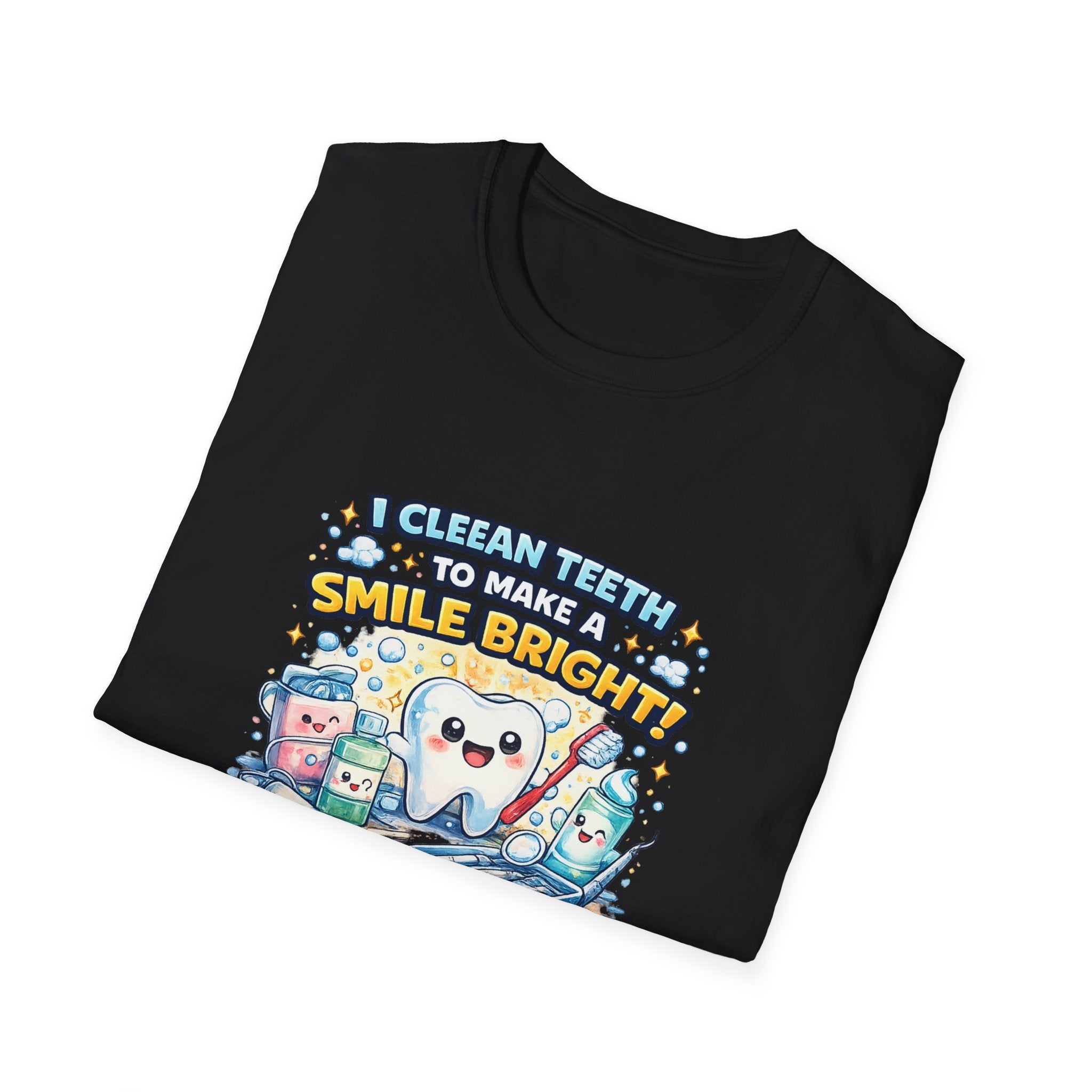 Dental Hygiene T-Shirt — "I Clean Teeth to Make a Smile Bright" Cute Tooth Graphic