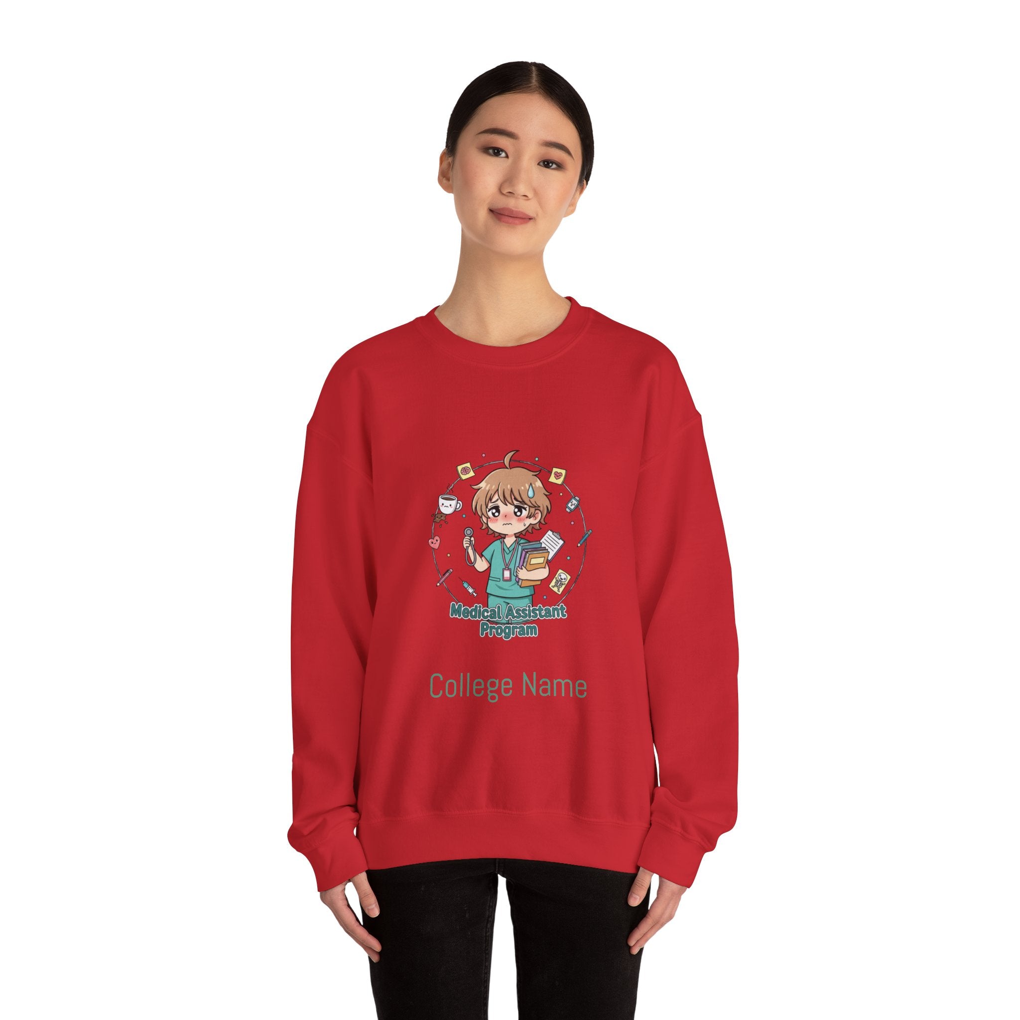 Medical Assistant Program Crewneck Sweatshirt — Cute Anime Student Design