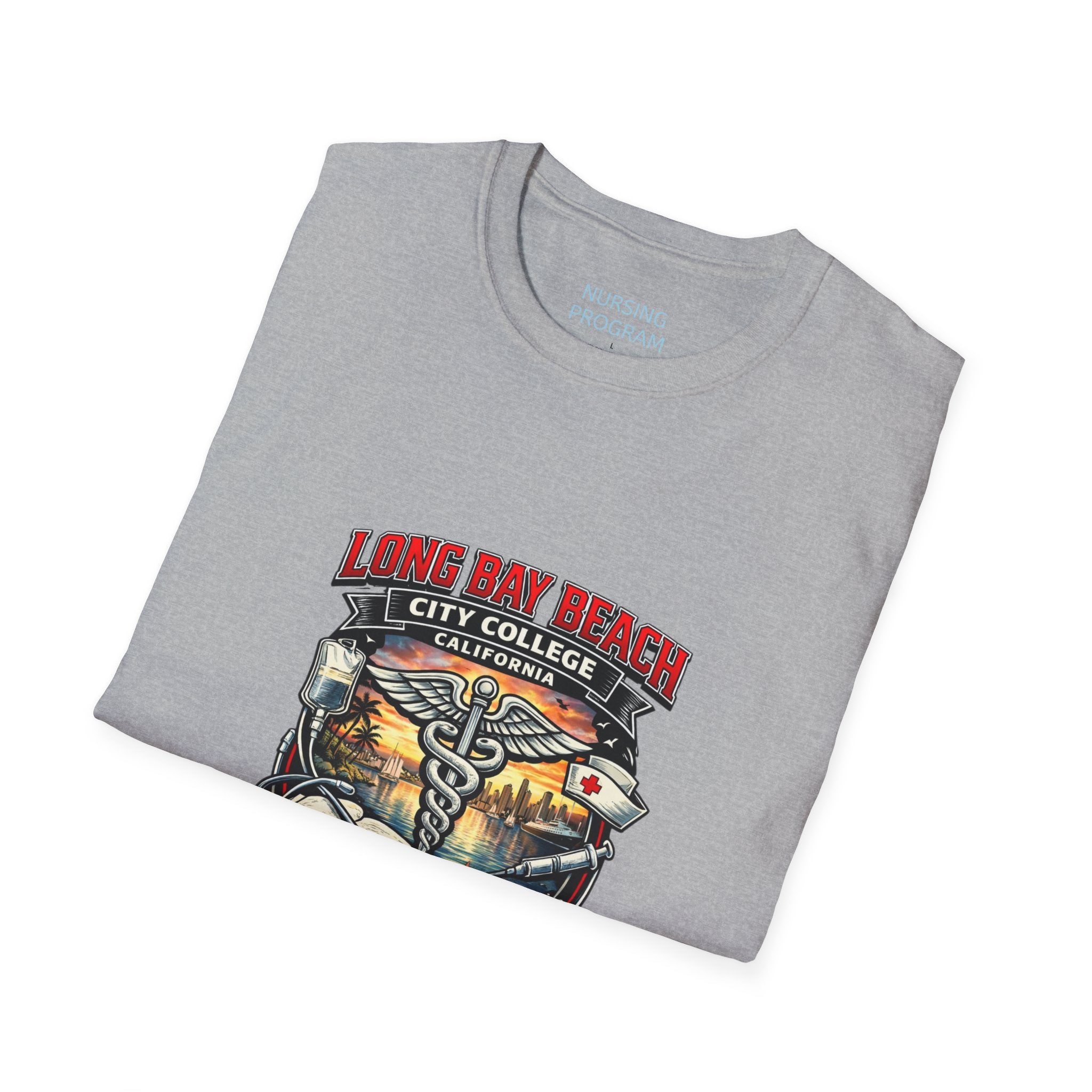 Long Beach City College Nursing Program T-Shirt — Caduceus Skull Patch Design