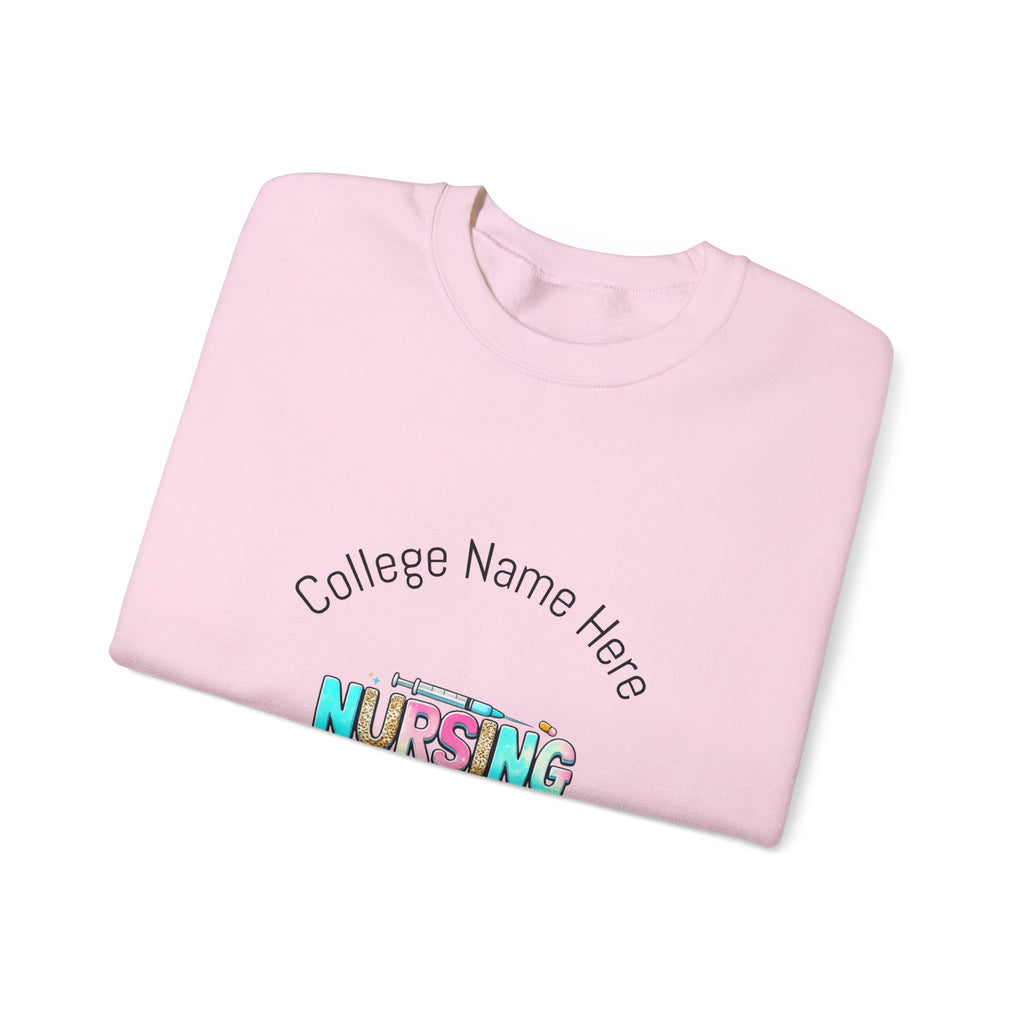 Nursing Student Crewneck Sweatshirt — "Nursing Student" Cute Medical Design (Custom College Name)