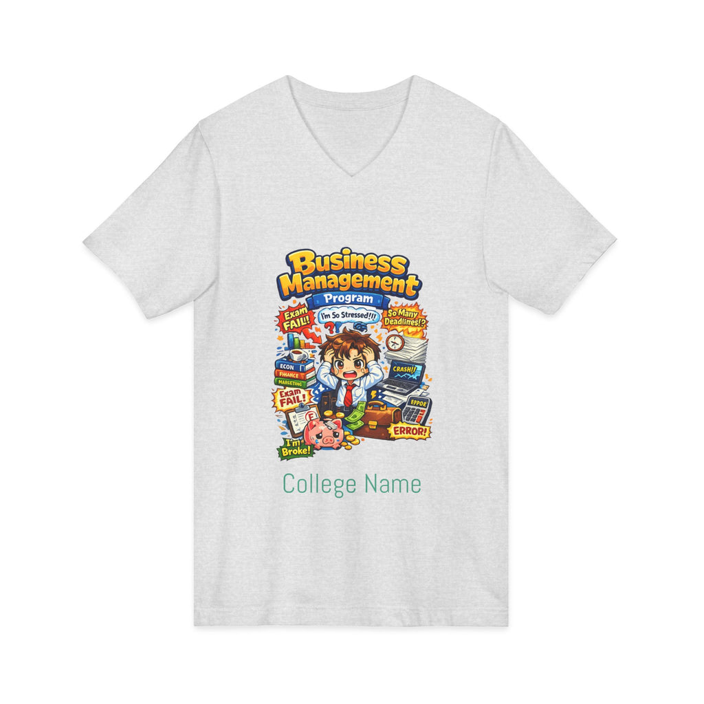Business Management College T‑Shirt - Cute Study Cartoon V‑Neck Tee
