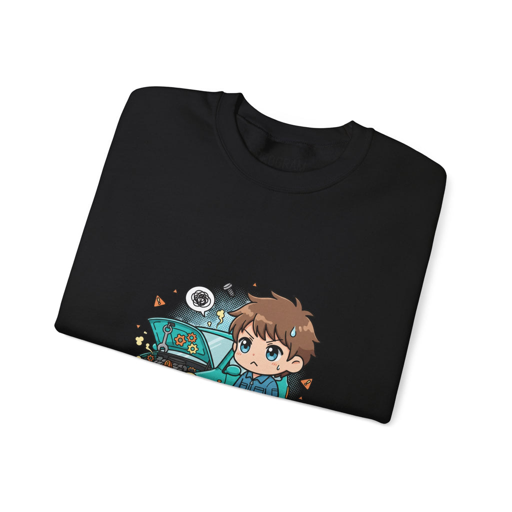 Automotive Program Crewneck Sweatshirt — Cute Mechanic Anime Design