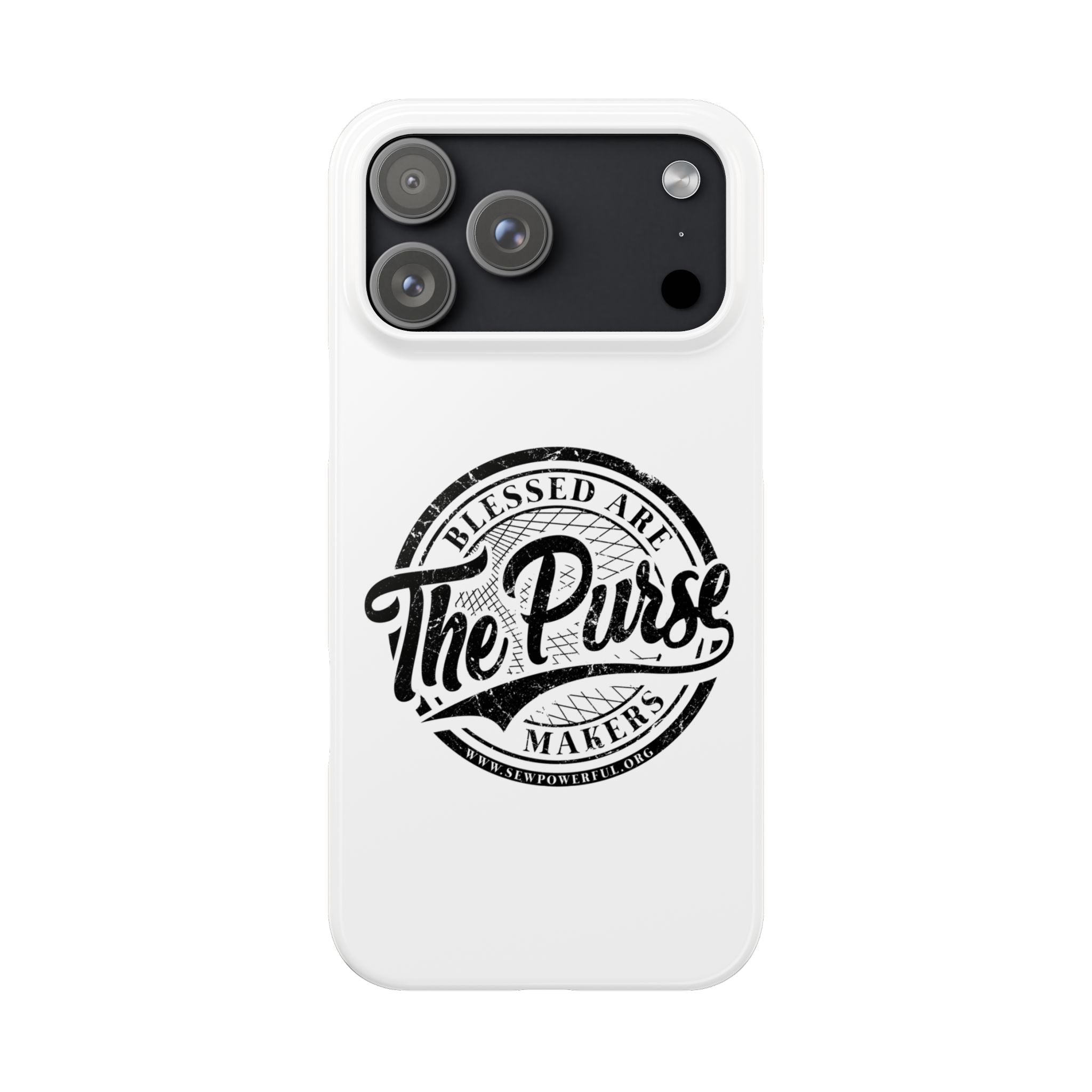 Slim Phone Case — "Blessed Are The Purse Makers" Vintage Script Phone Cover