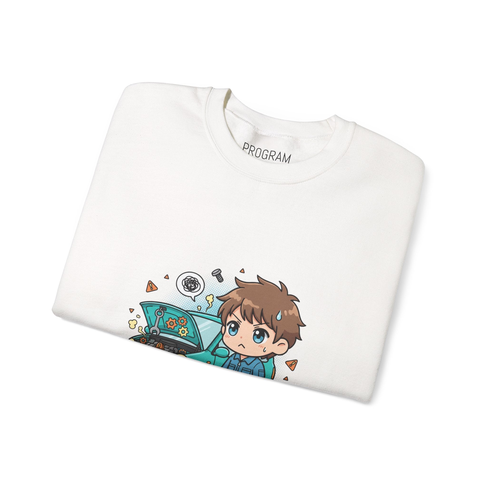 Automotive Program Crewneck Sweatshirt — Cute Mechanic Anime Design