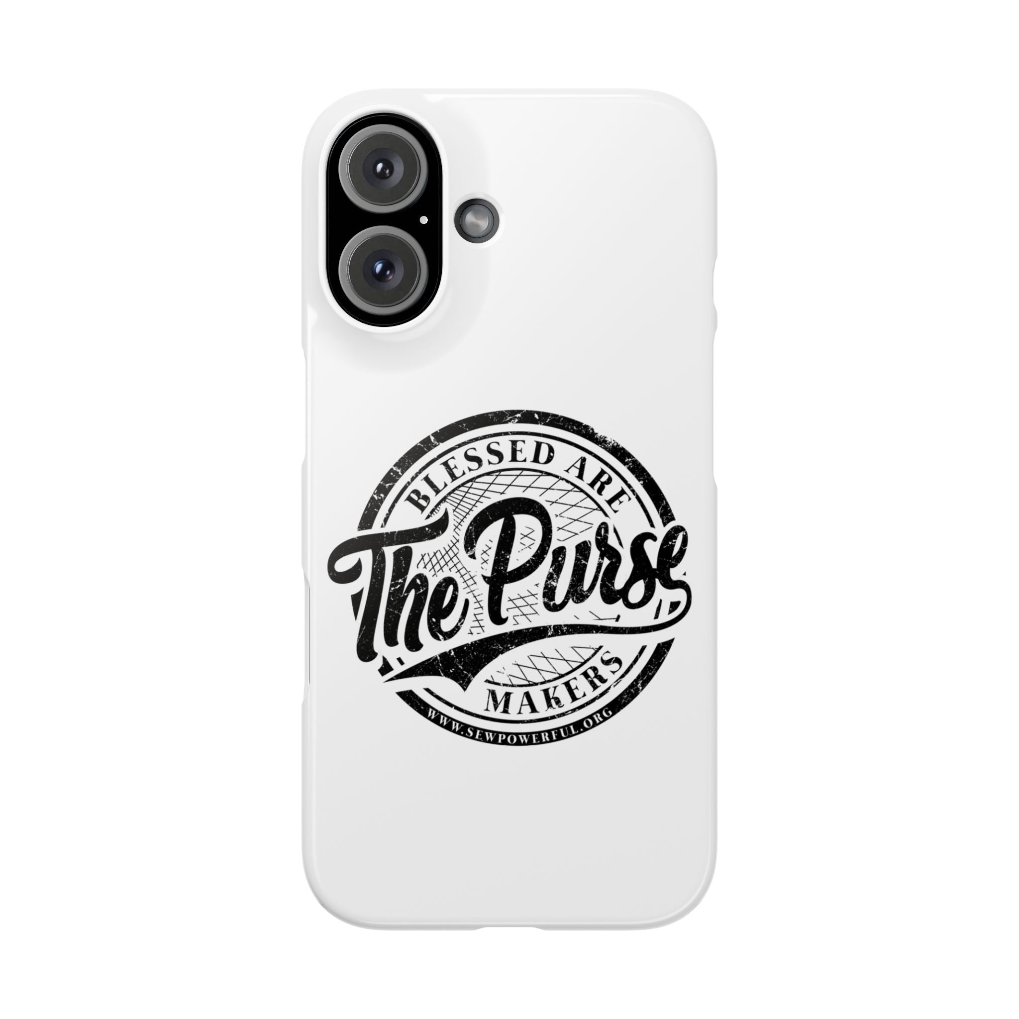 Slim Phone Case — "Blessed Are The Purse Makers" Vintage Script Phone Cover