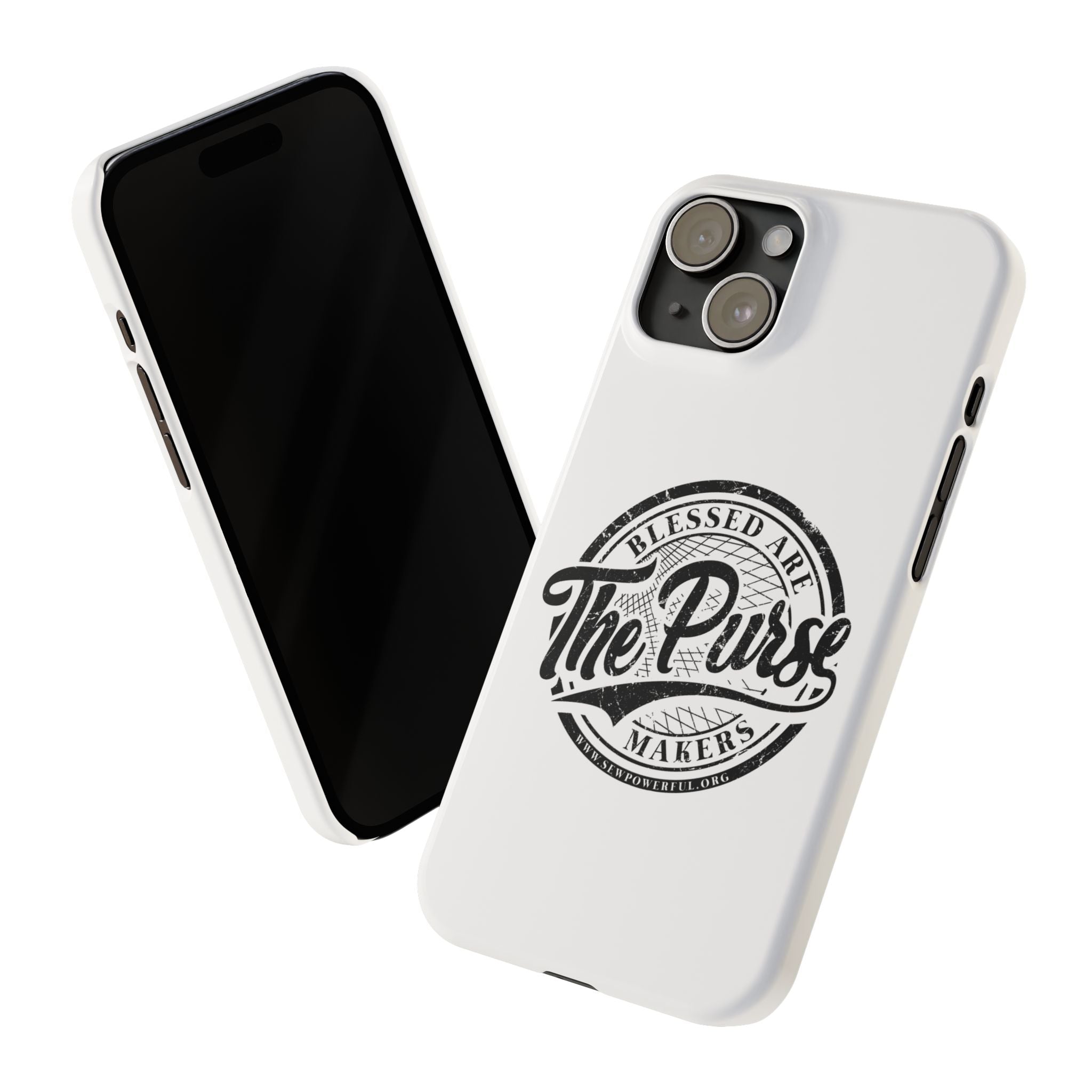 Slim Phone Case — "Blessed Are The Purse Makers" Vintage Script Phone Cover