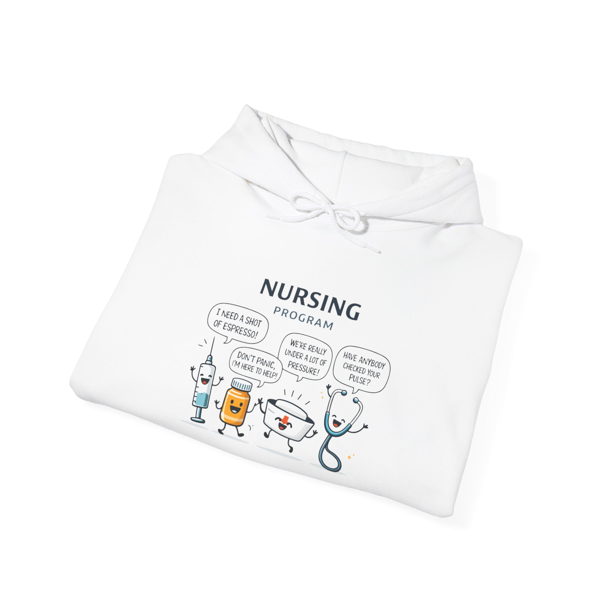 Nursing Program Hoodie – Cute Medical Icons Sweatshirt (Custom School Name)