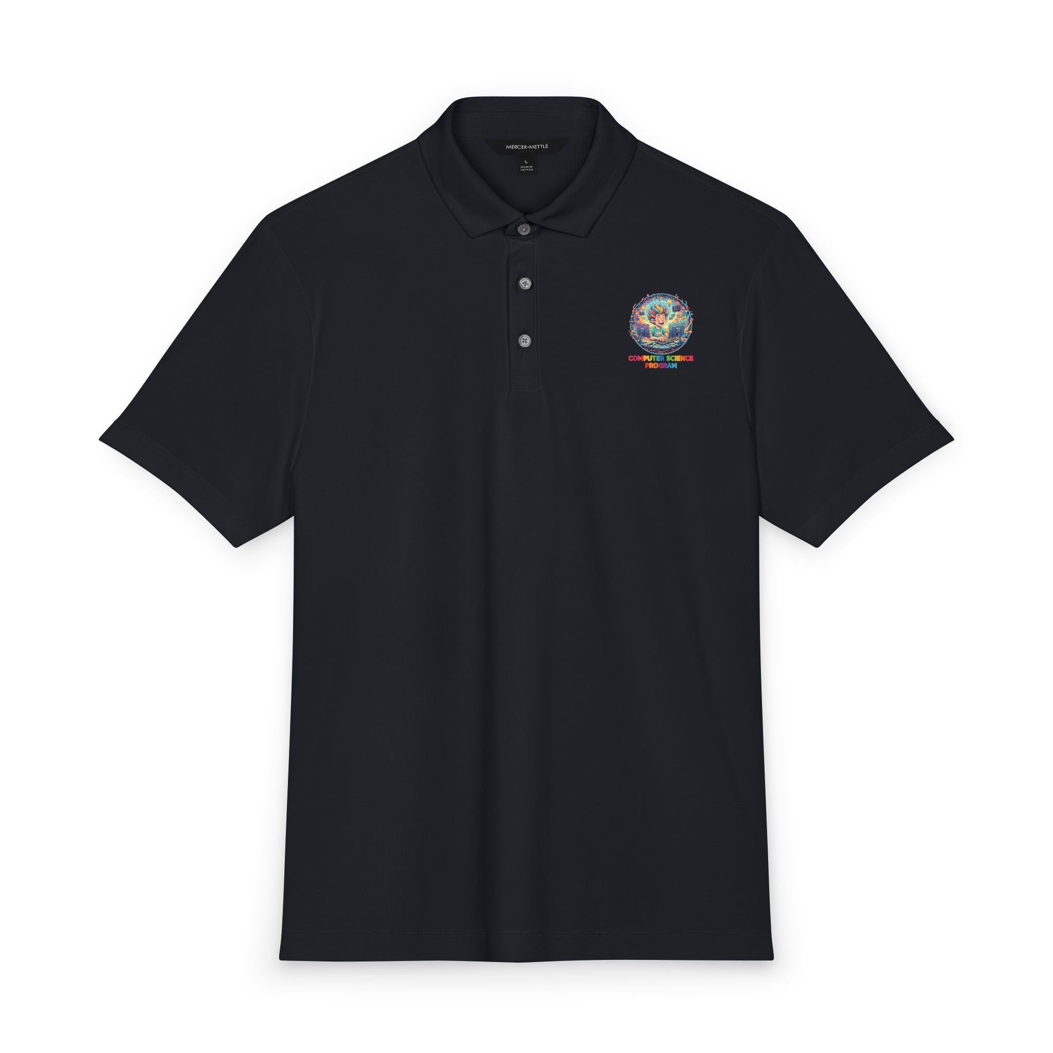 Computer Science Polo — Classic White Men's Stretch Jersey