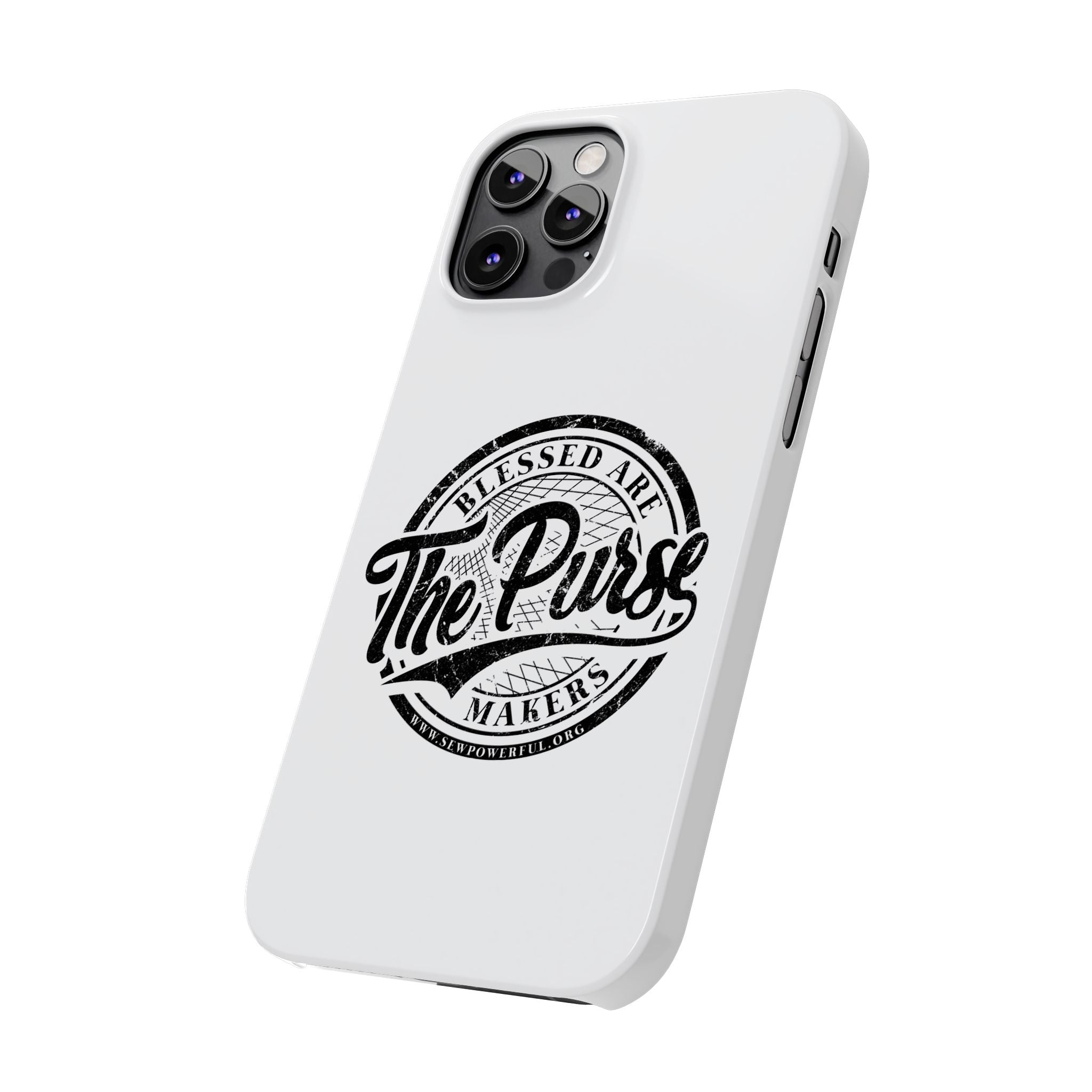 Slim Phone Case — "Blessed Are The Purse Makers" Vintage Script Phone Cover
