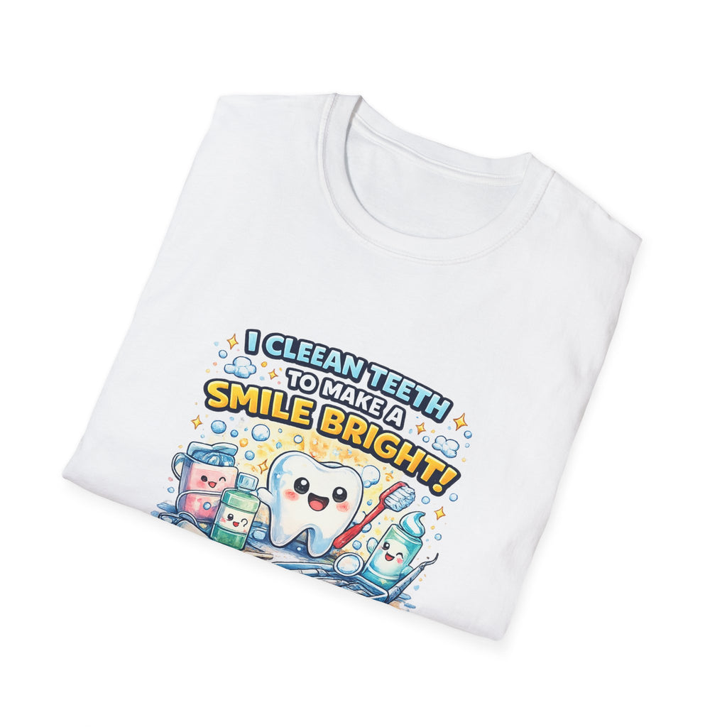 Dental Hygiene T-Shirt — "I Clean Teeth to Make a Smile Bright" Cute Tooth Graphic
