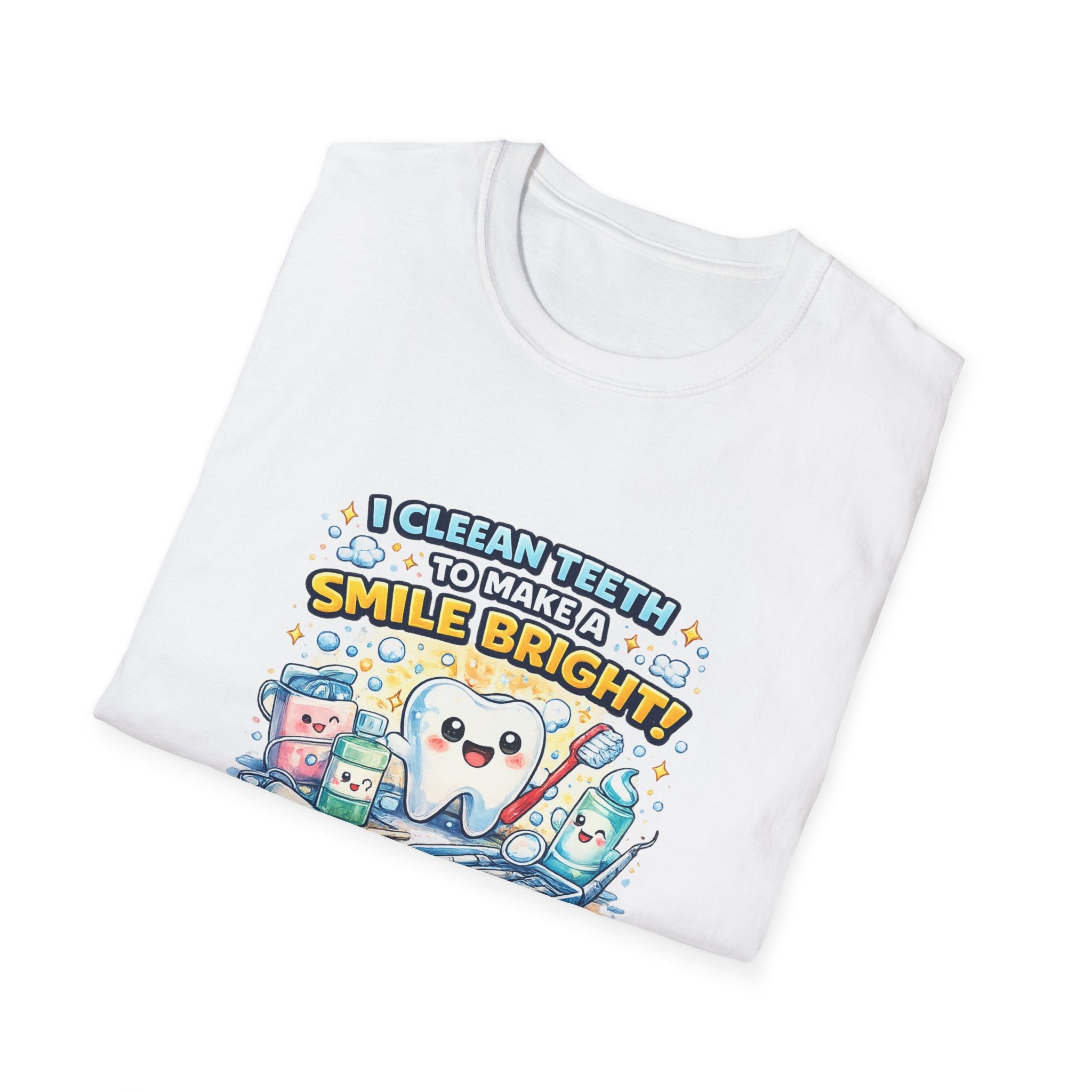 Dental Hygiene T-Shirt — "I Clean Teeth to Make a Smile Bright" Cute Tooth Graphic