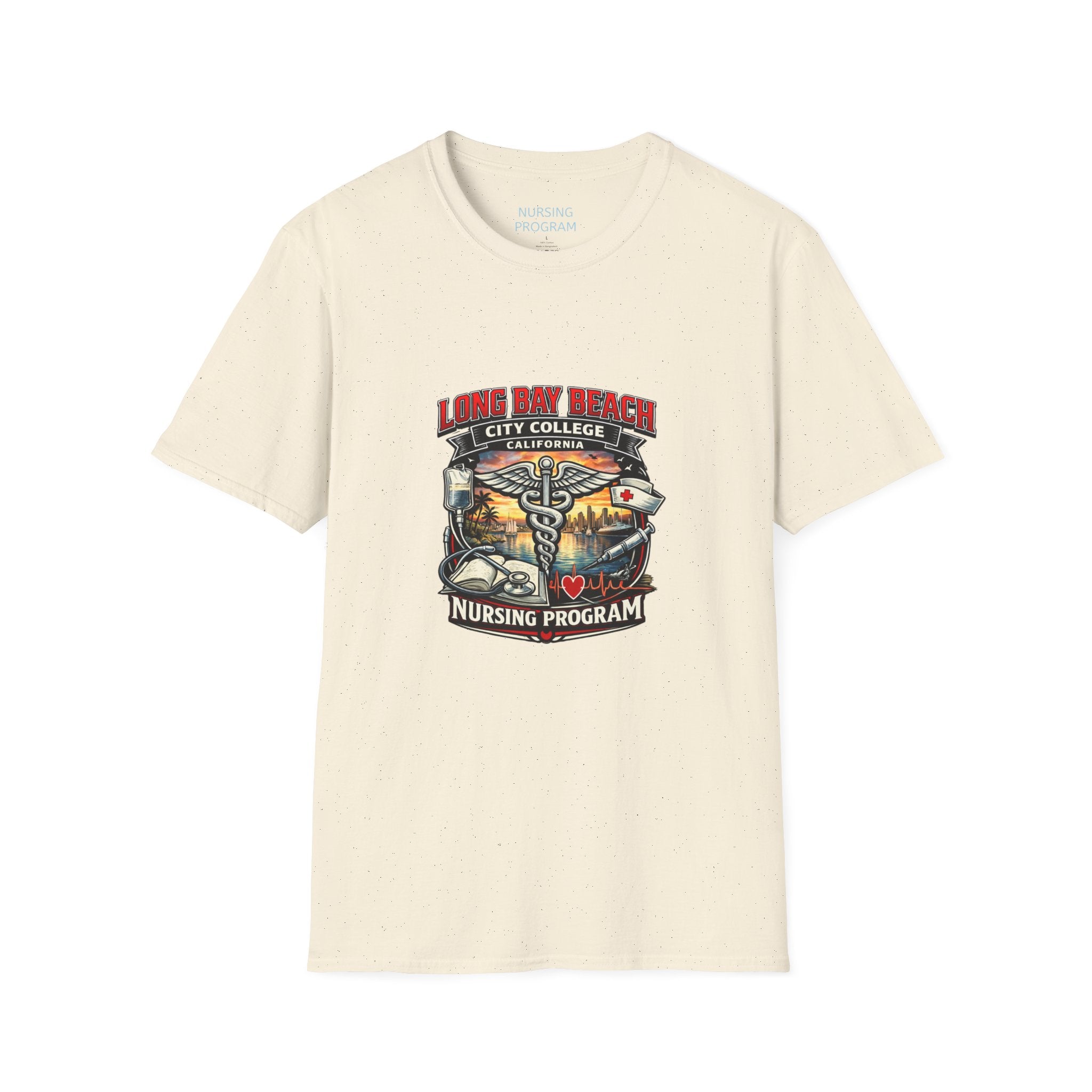Long Beach City College Nursing Program T-Shirt — Caduceus Skull Patch Design