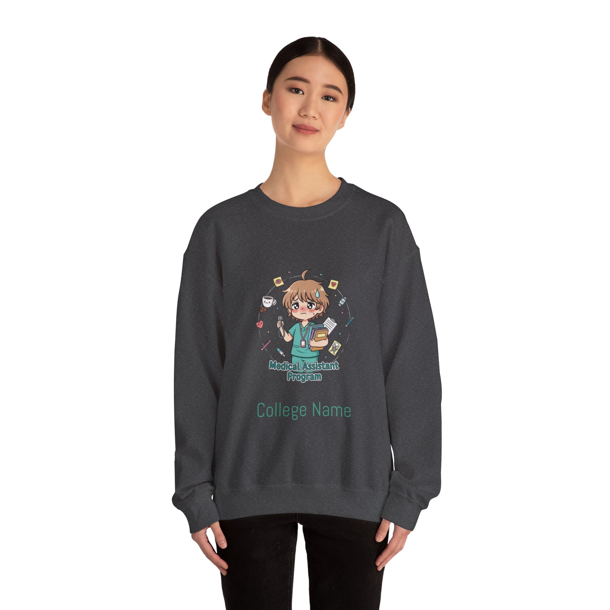 Medical Assistant Program Crewneck Sweatshirt — Cute Anime Student Design