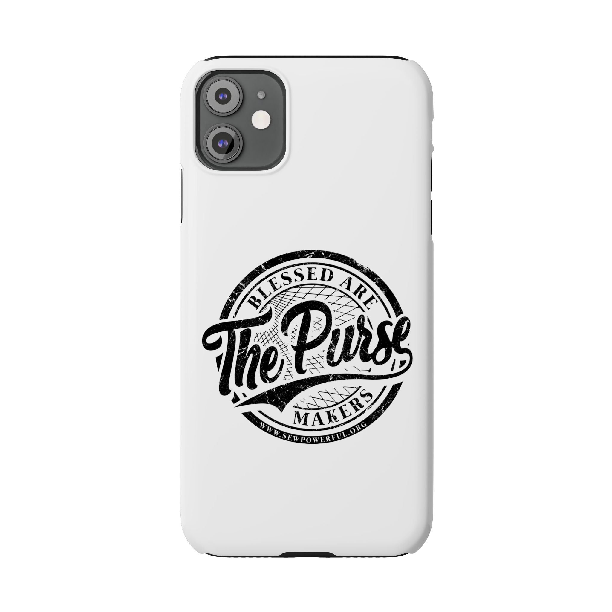 Slim Phone Case — "Blessed Are The Purse Makers" Vintage Script Phone Cover