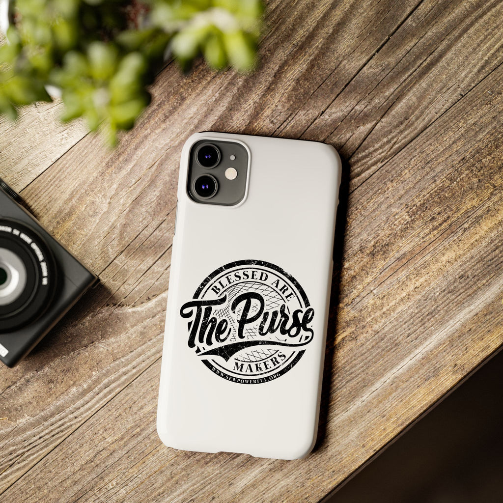 Slim Phone Case — "Blessed Are The Purse Makers" Vintage Script Phone Cover