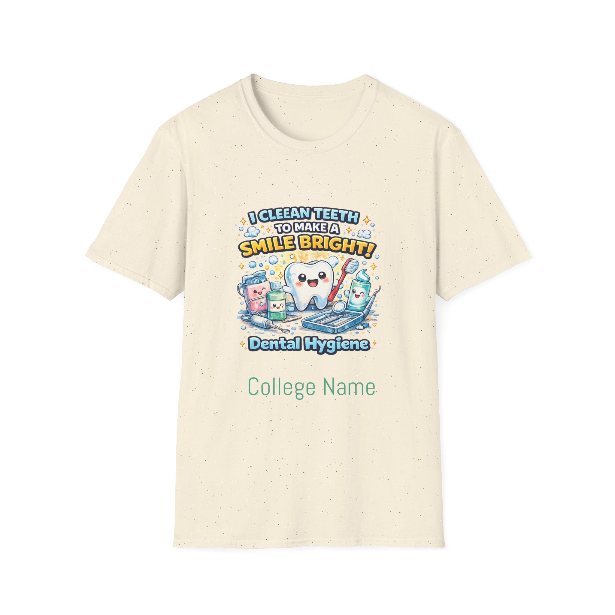 Dental Hygiene T-Shirt — "I Clean Teeth to Make a Smile Bright" Cute Tooth Graphic